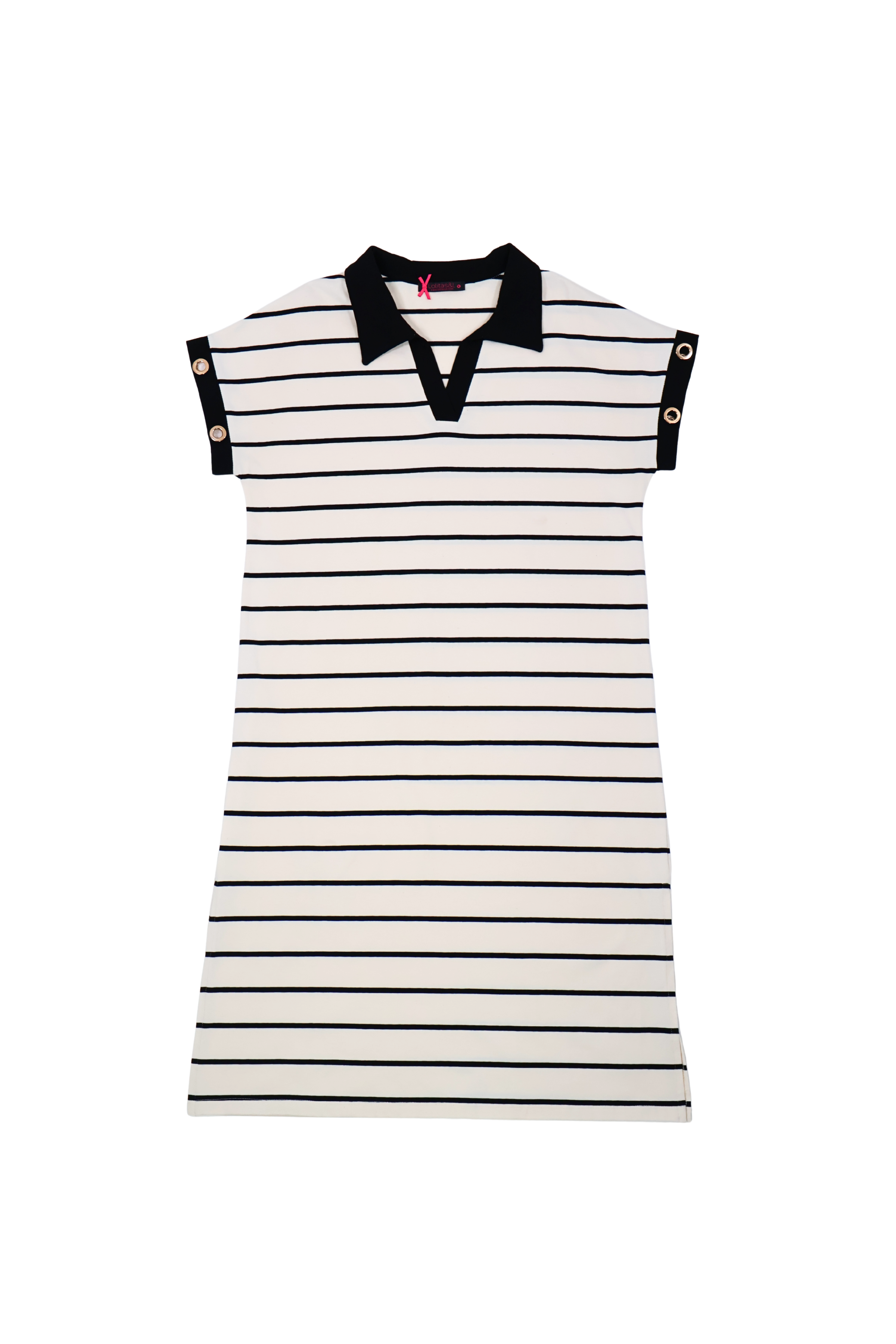 Vestido blanco de rayas escote polo Lolitas&L