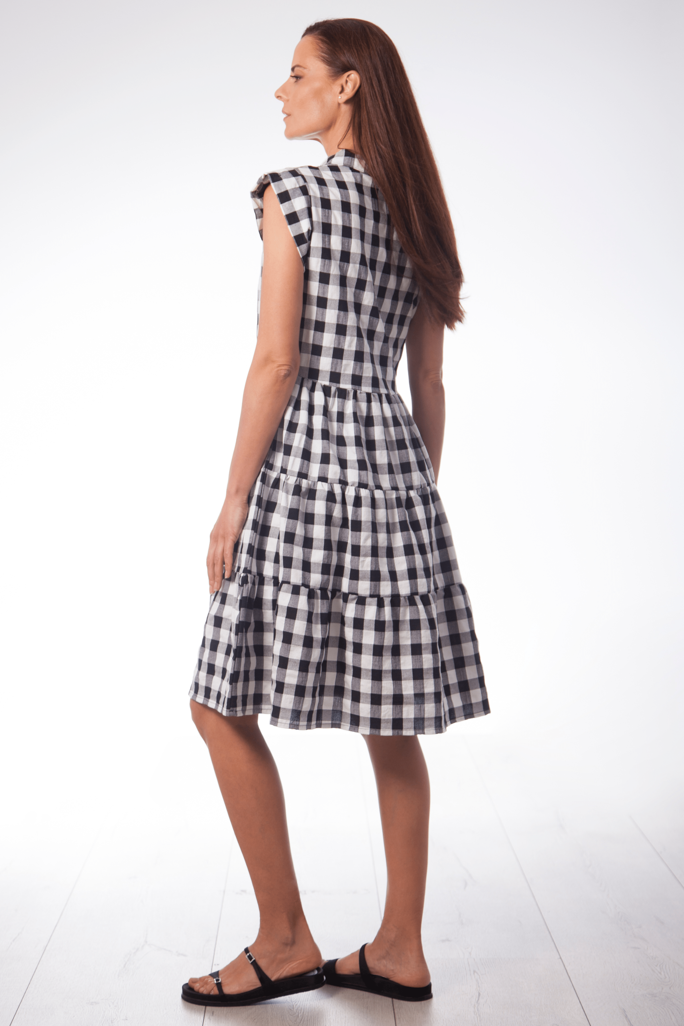 Vestido camisero estampado cuadros negros Vichy Lolitas&L - lolitasyl.com