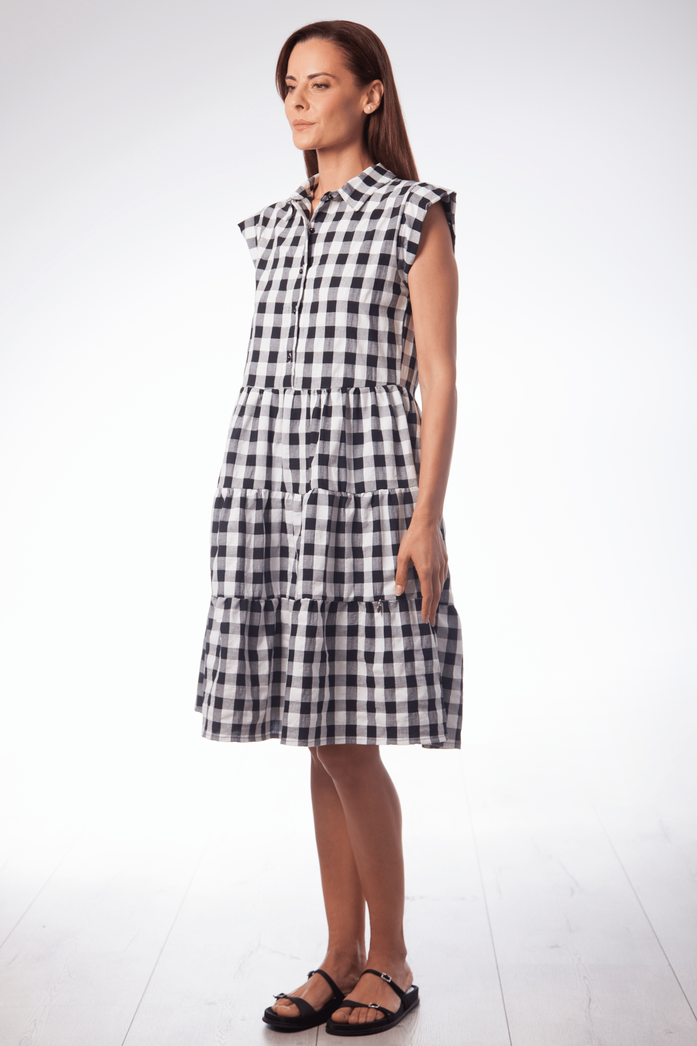 Vestido camisero estampado cuadros negros Vichy Lolitas&L - lolitasyl.com