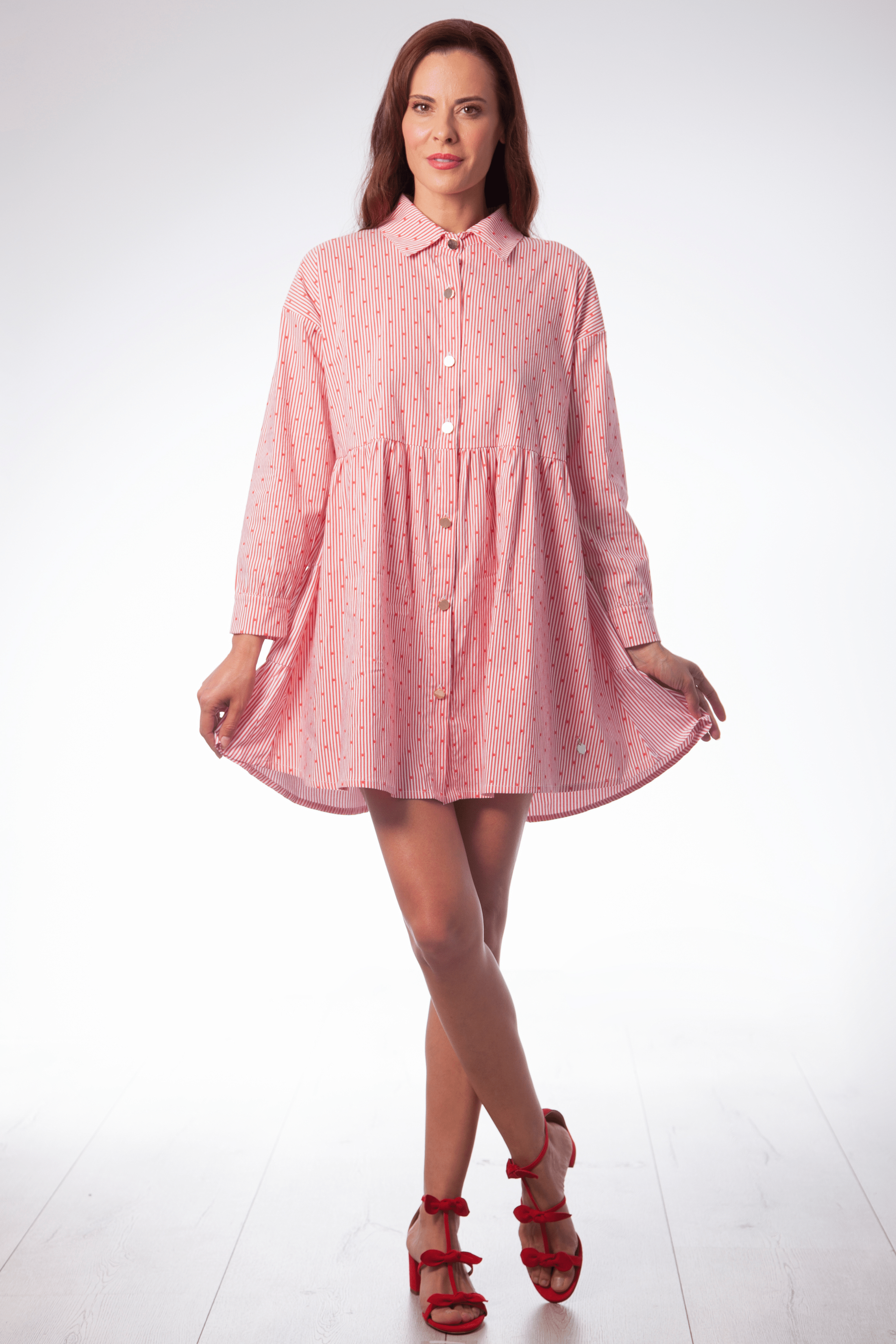 Vestido camisero mil rayas rojo corto Lolitas&L - lolitasyl.com