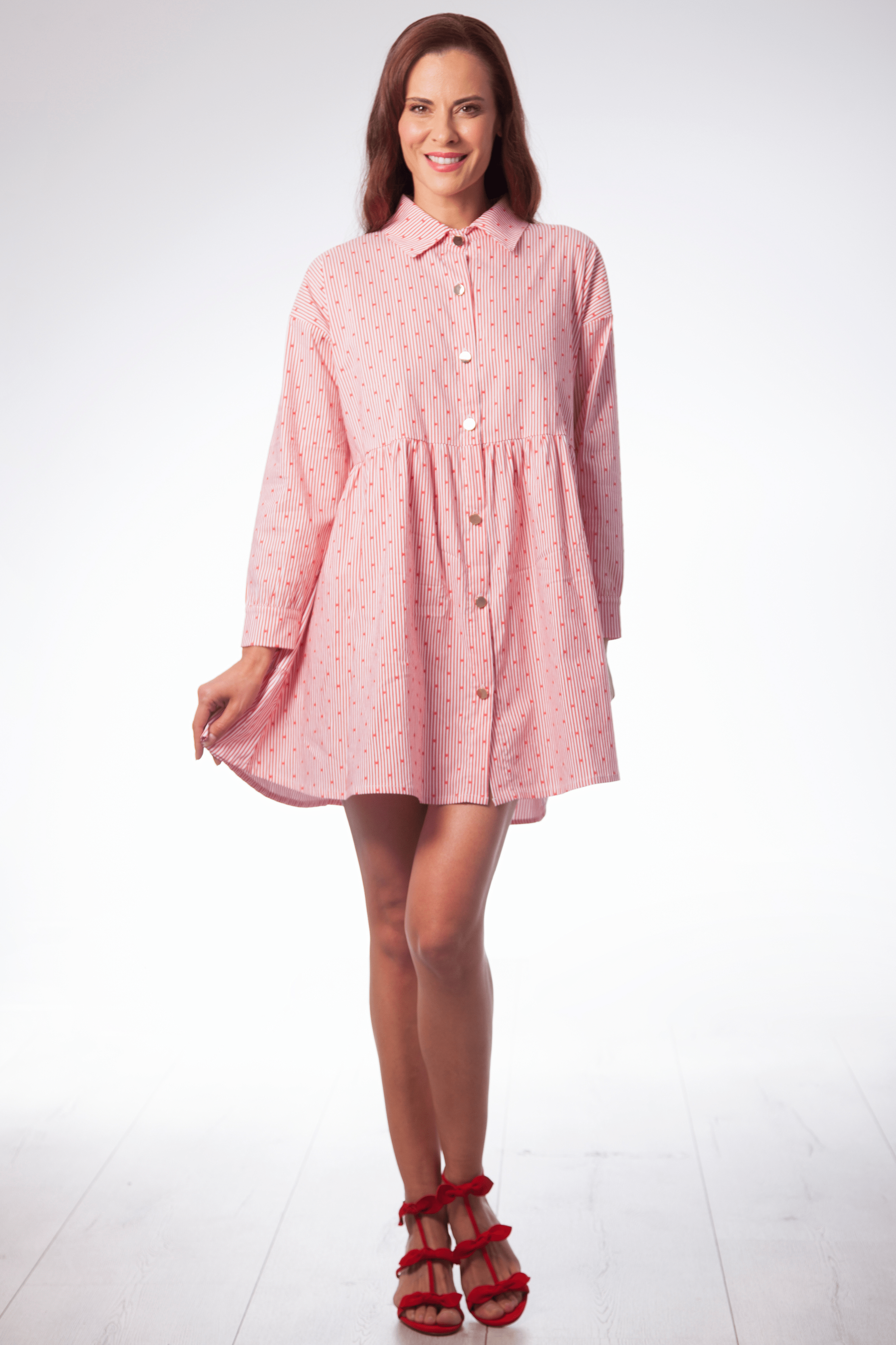 Vestido camisero mil rayas rojo corto Lolitas&L - lolitasyl.com