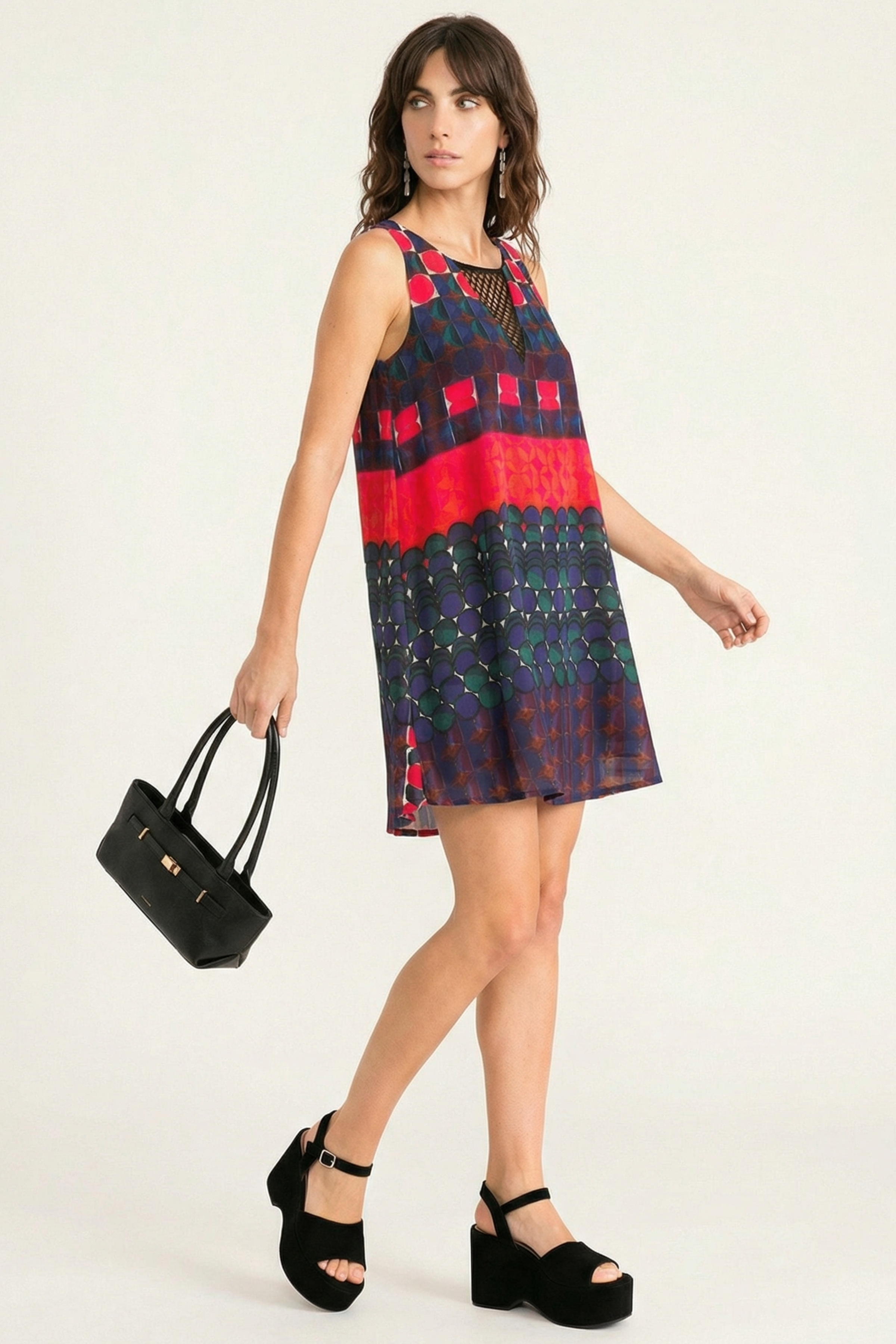 Vestido corto estampado Geometrico escote red LolitasyL