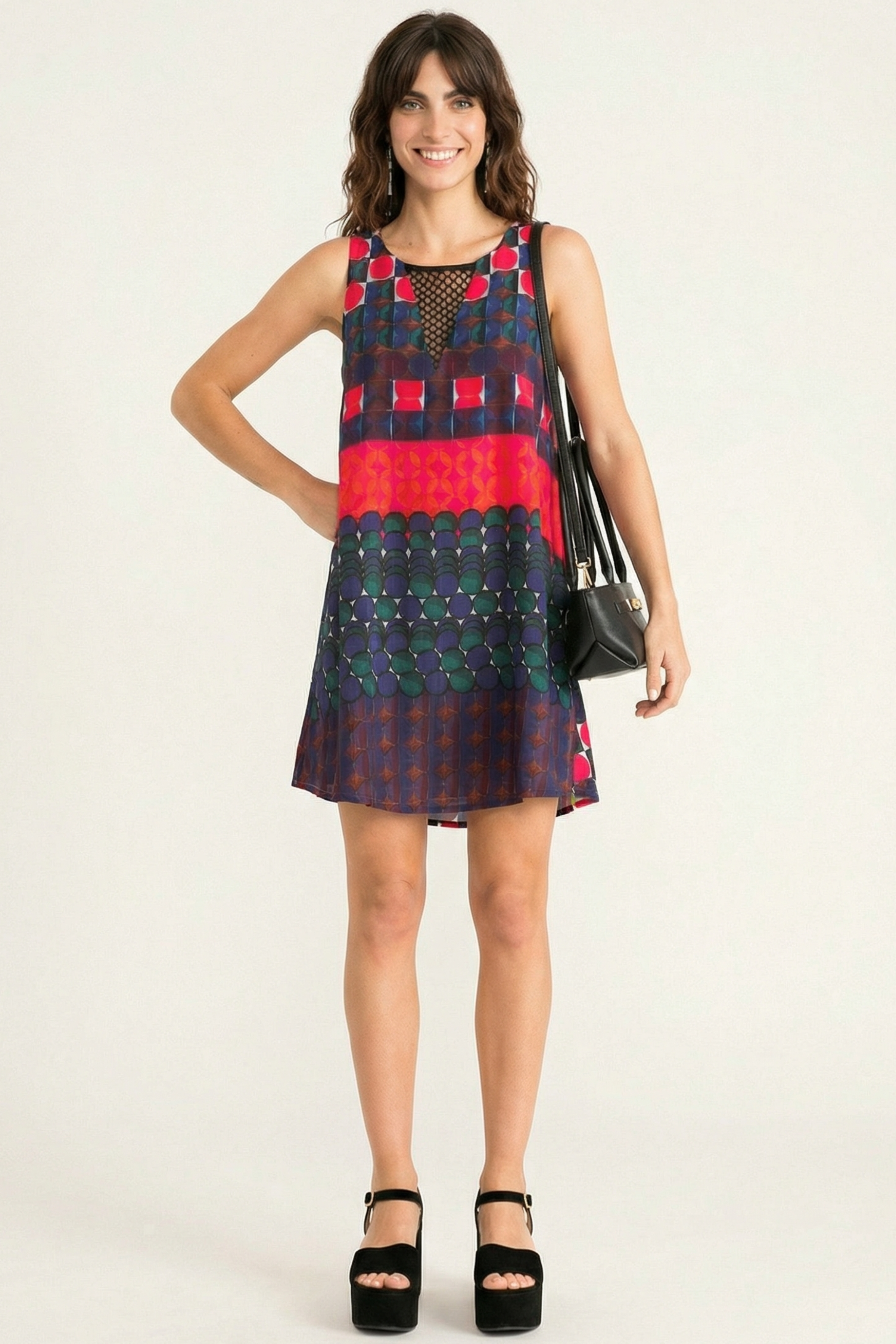 Vestido corto estampado Geometrico escote red LolitasyL