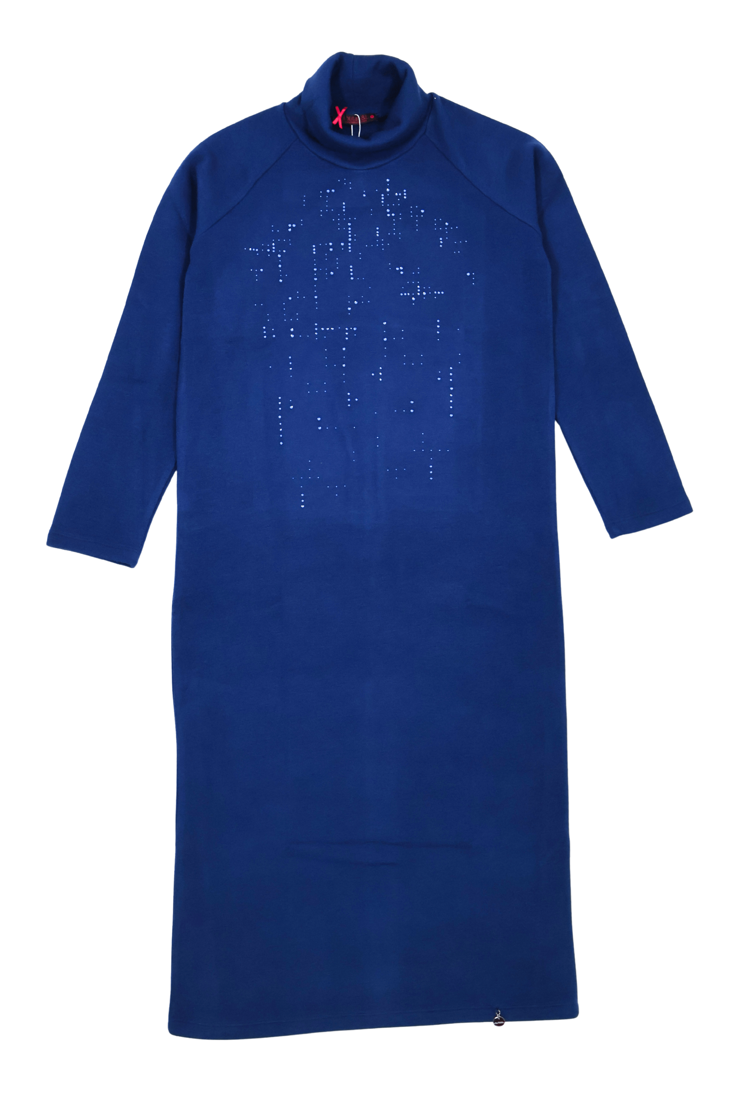 Vestido de punto azul con strass cuello alto Lolitas&L - lolitasyl.com