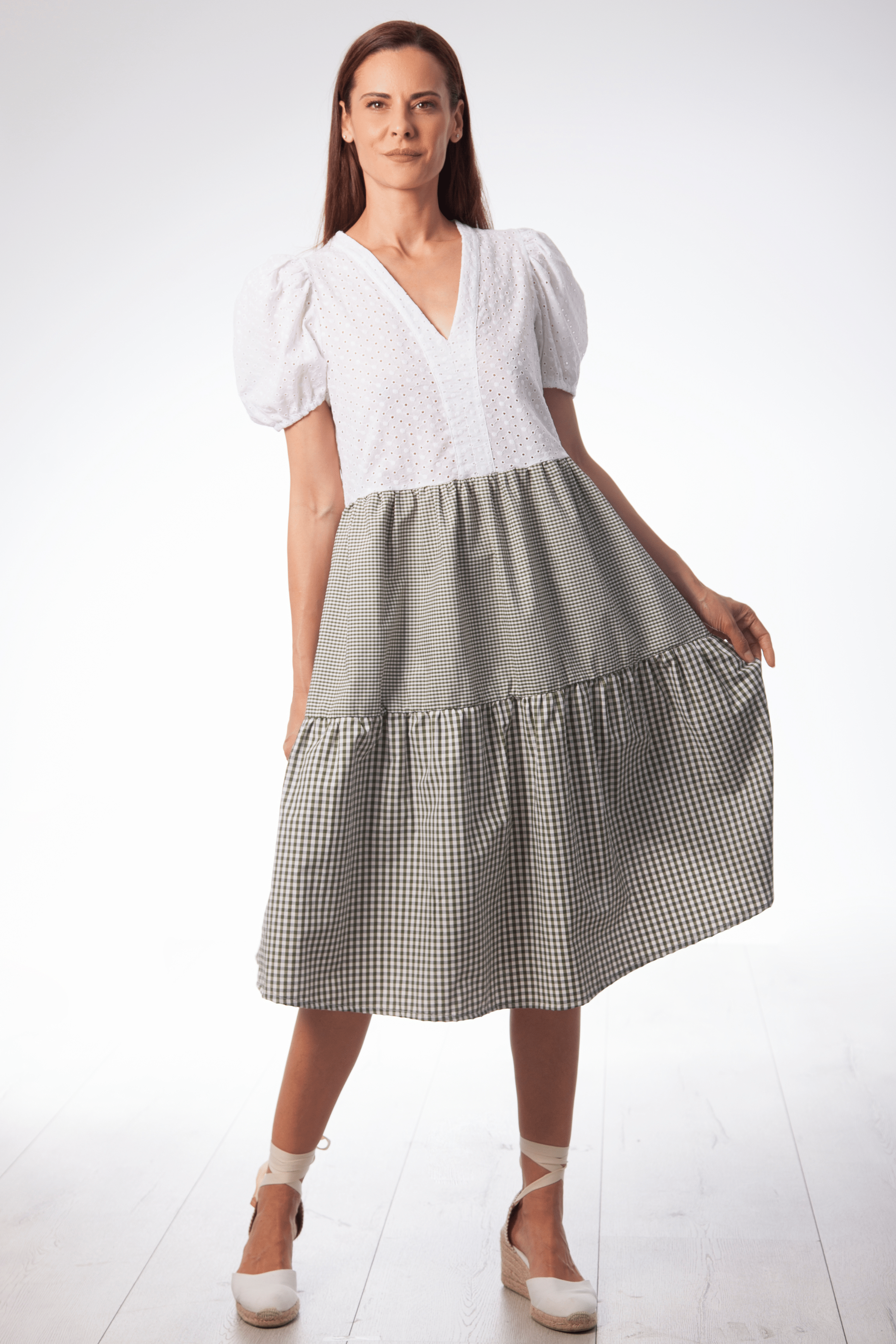 Vestido dos piezas bordado ingles y vichy Lolitas&L - lolitasyl.com