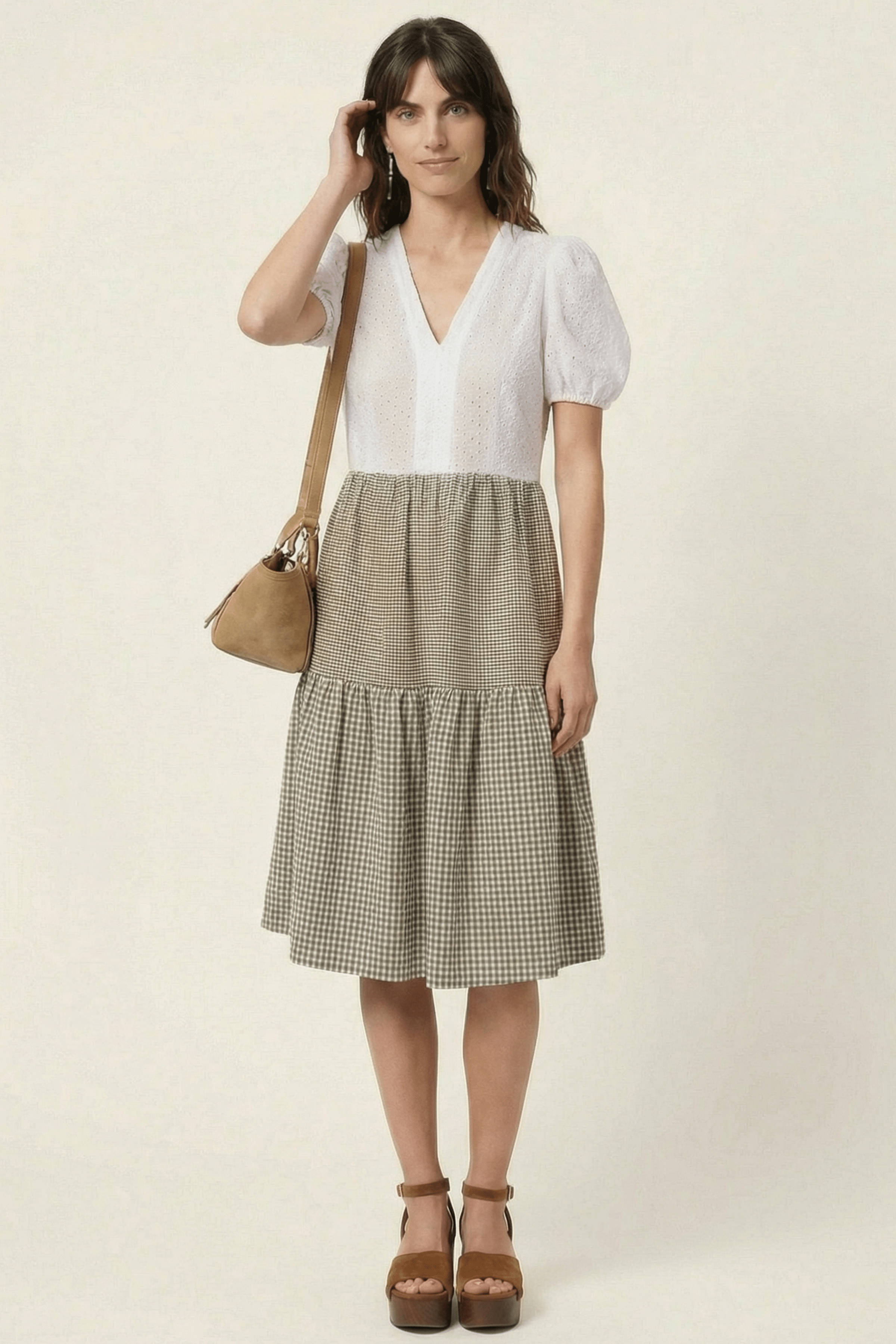 Vestido dos piezas bordado ingles y vichy Lolitas&L - lolitasyl.com
