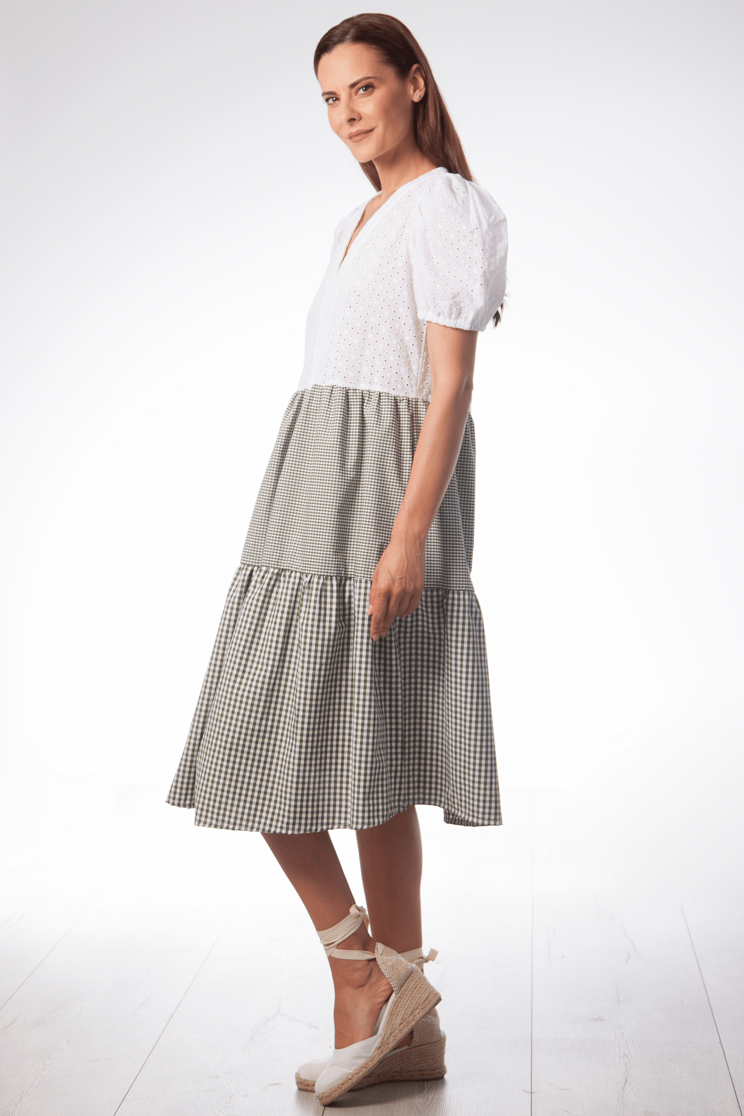 Vestido dos piezas bordado ingles y vichy Lolitas&L - lolitasyl.com