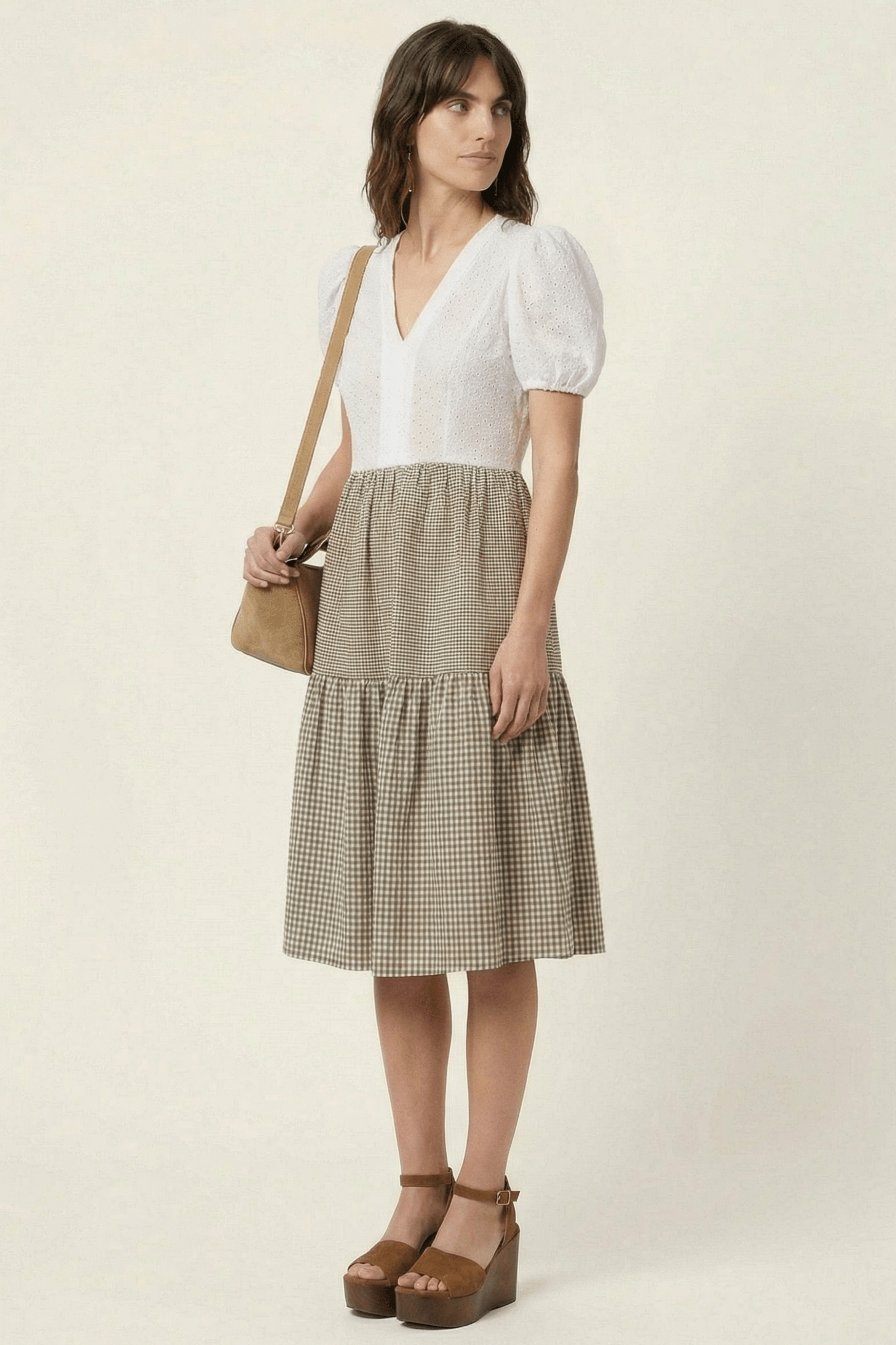 Vestido dos piezas bordado ingles y vichy Lolitas&L - lolitasyl.com