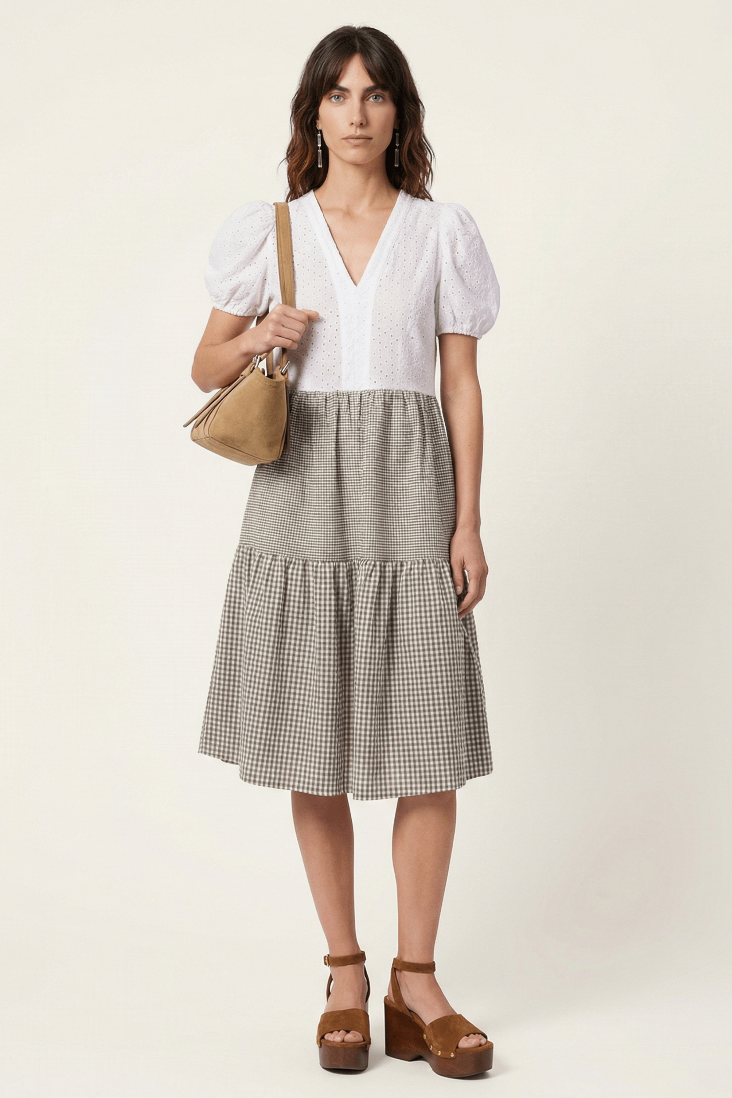 Vestido dos piezas bordado ingles y vichy Lolitas&L - lolitasyl.com