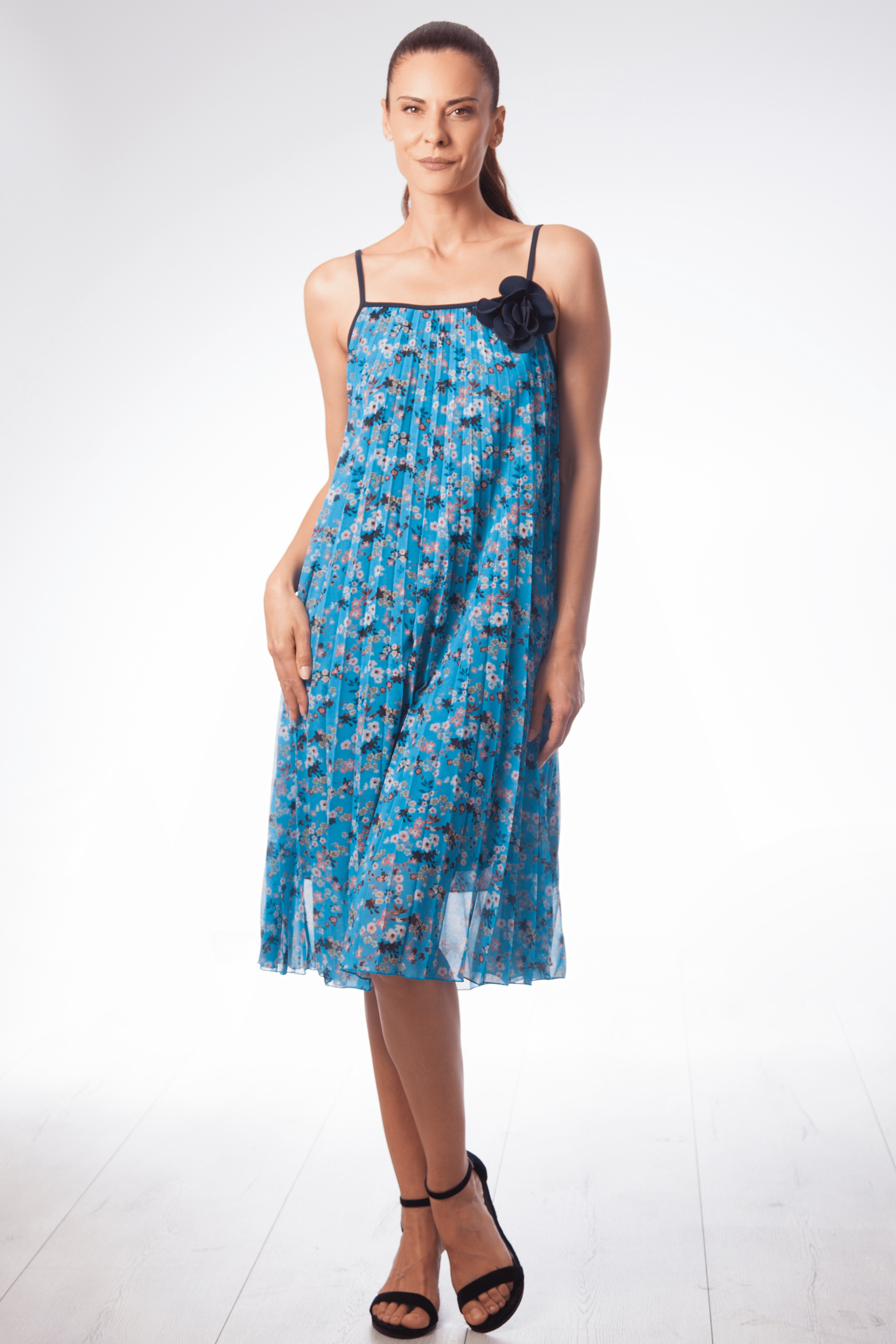 Vestido estampado turquesa plisado en tirantes Lolitas&L - lolitasyl.com