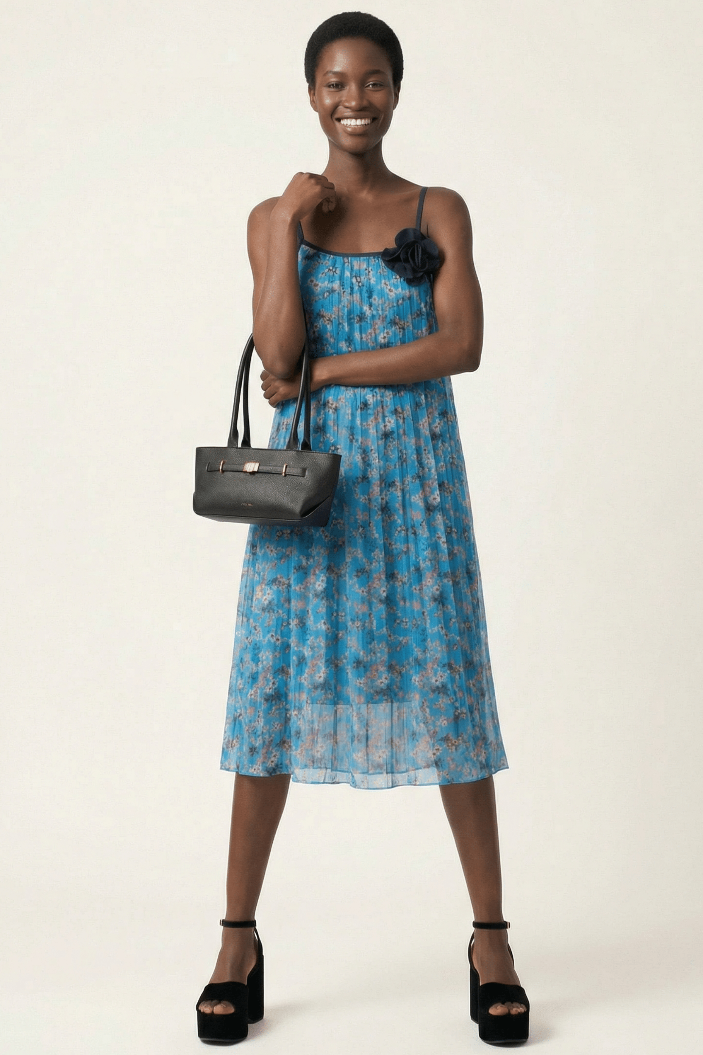 Vestido estampado turquesa plisado en tirantes Lolitas&L - lolitasyl.com