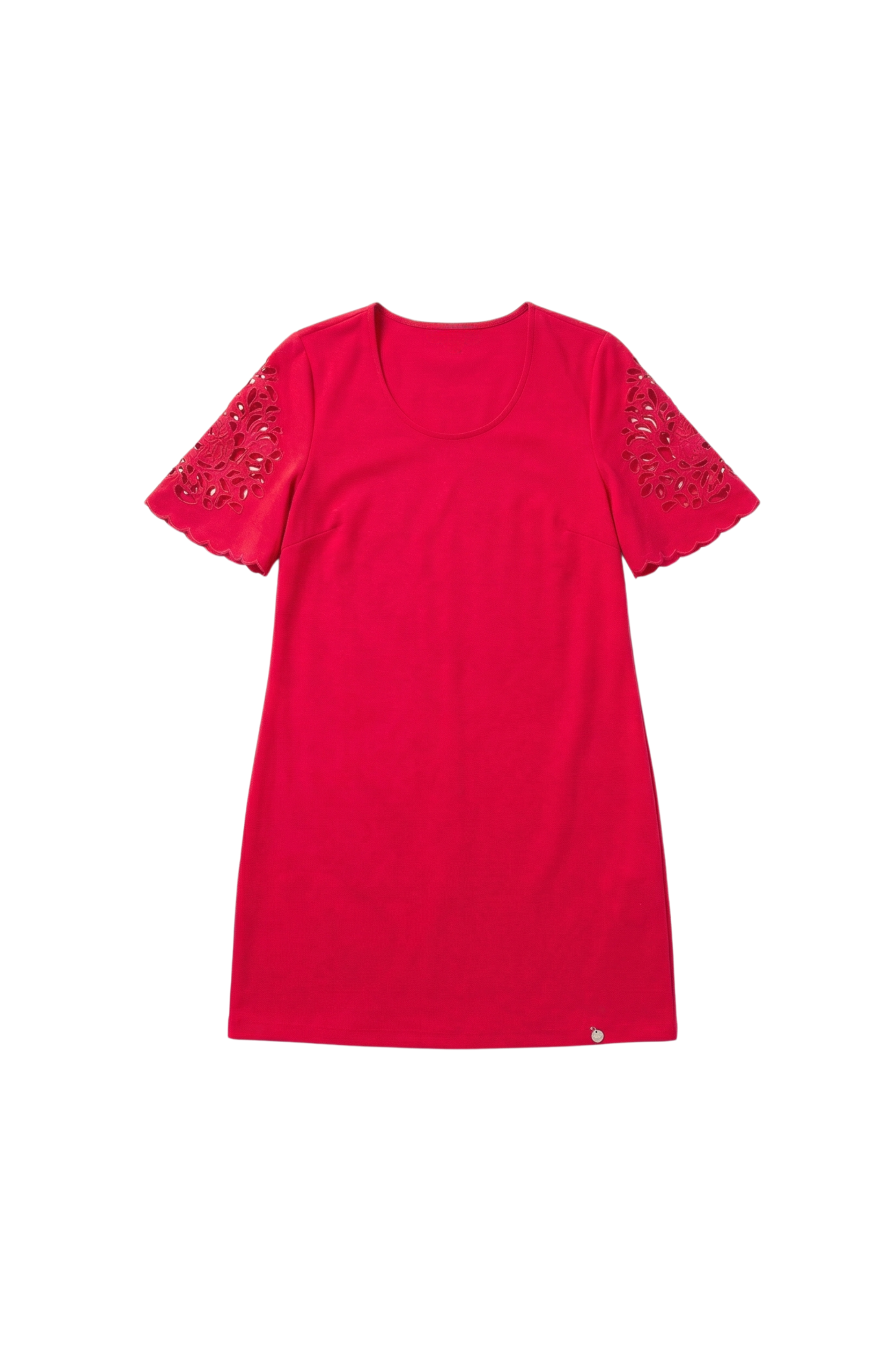 Vestido Fucsia corto con bordado en manga al codo LolitasyL