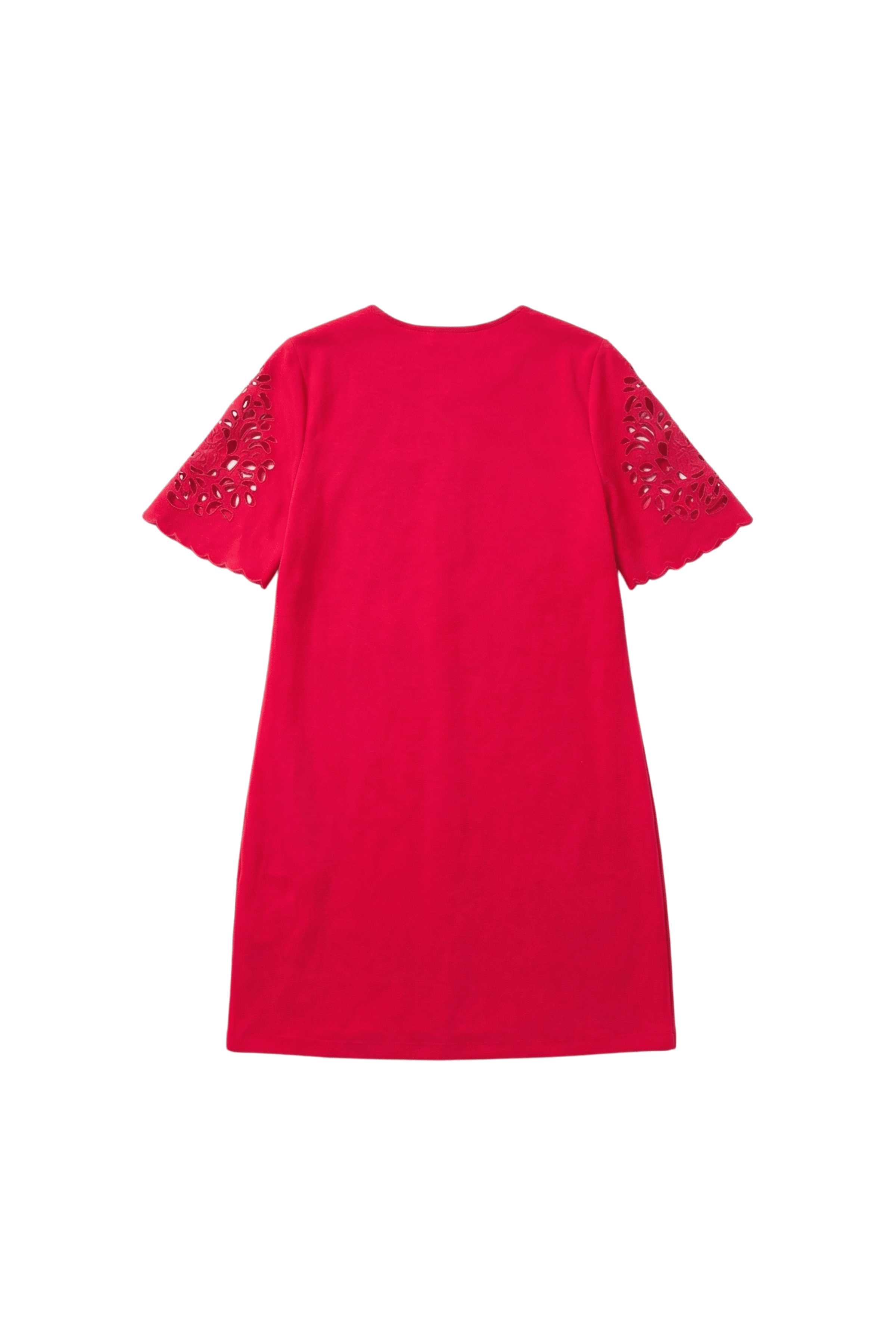 Vestido Fucsia corto con bordado en manga al codo LolitasyL - lolitasyl.com