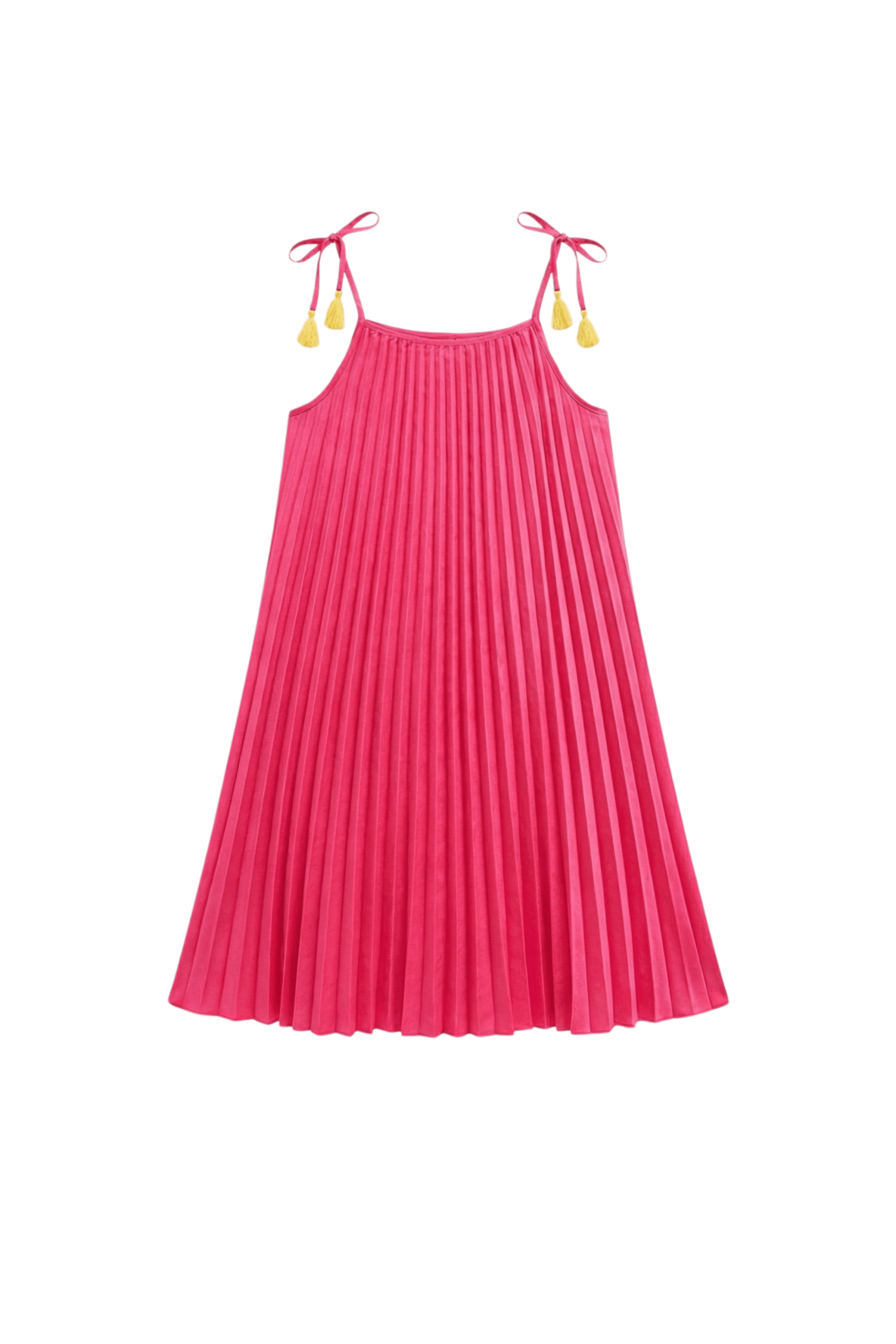 Vestido fucsia corto de tirantes plisado Lolitas&L - lolitasyl.com