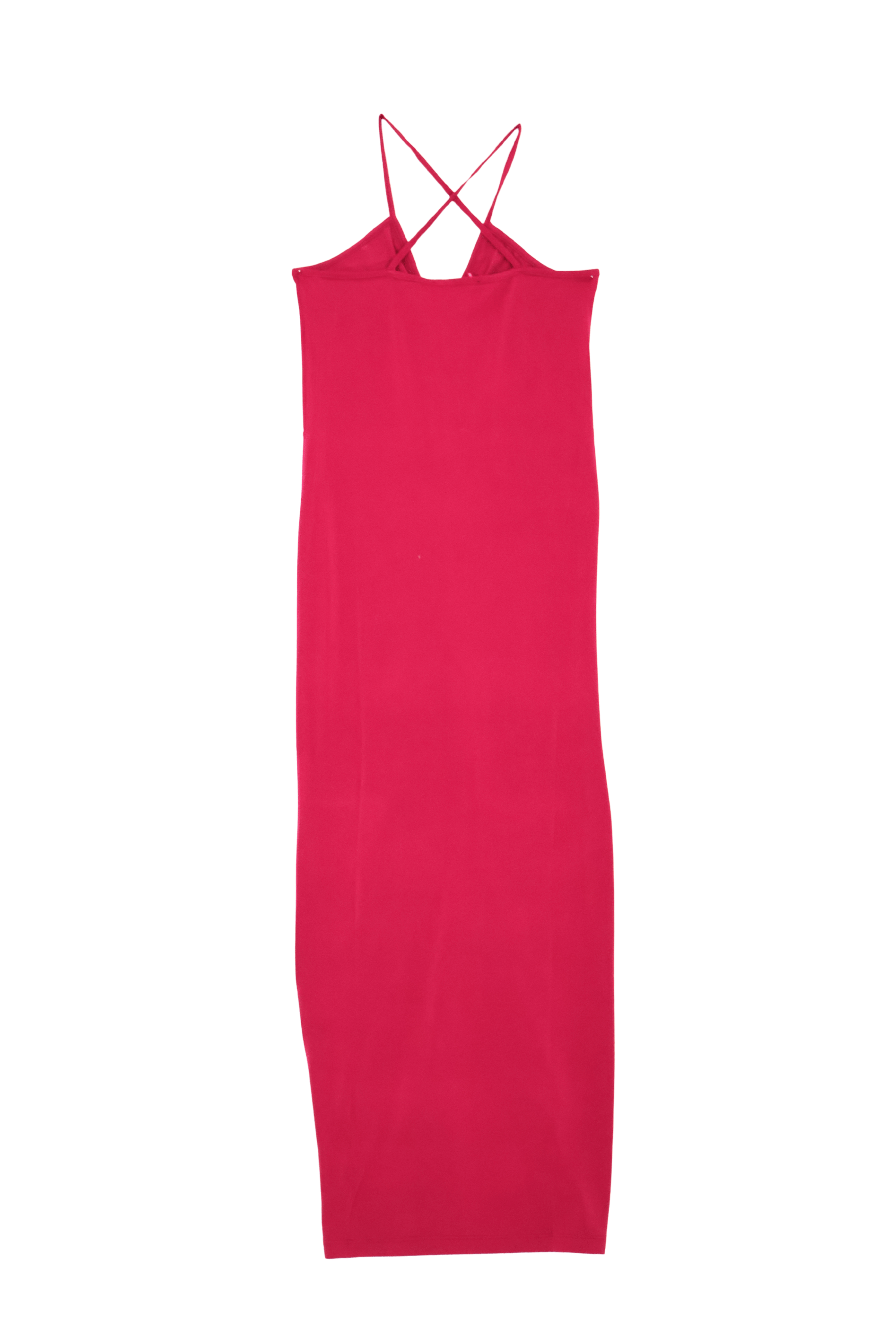 Vestido fucsia largo tirantes frunce con torera LolitasyL - lolitasyl.com