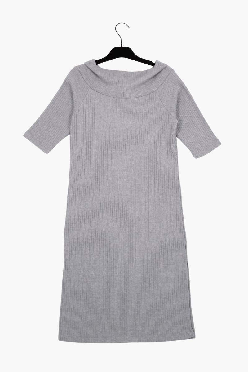 Vestido gris punto Preloved jacquard largo palabra de honor Lolitas&L - lolitasyl.com