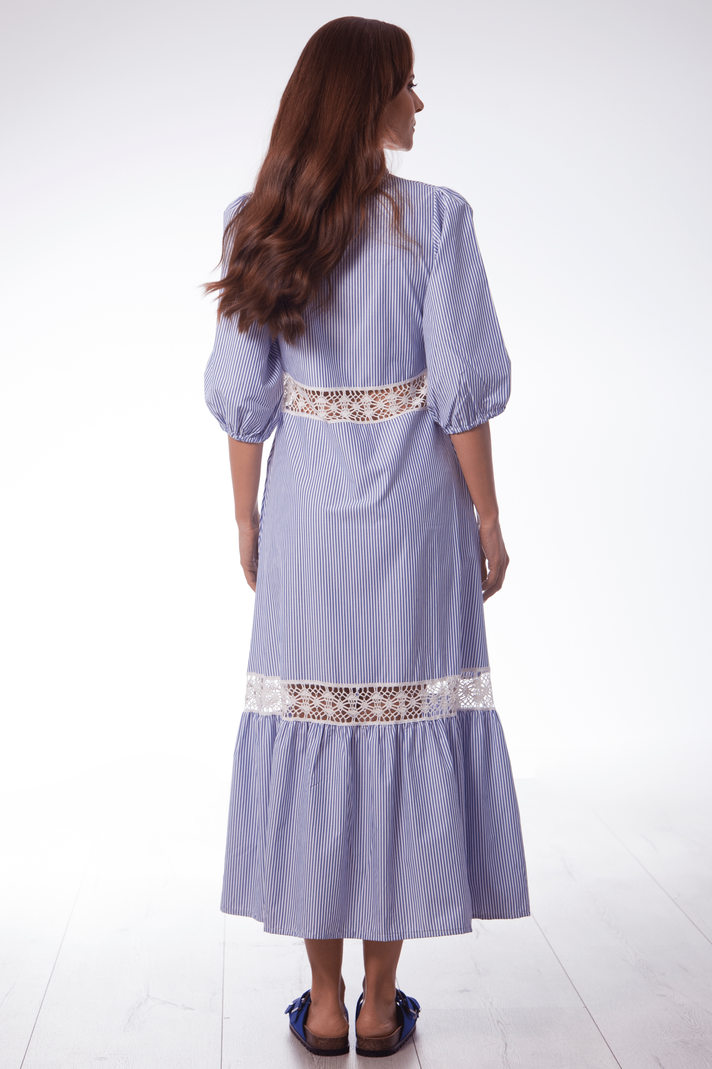 Vestido largo camisero mil rayas azul Lolitas&L - lolitasyl.com