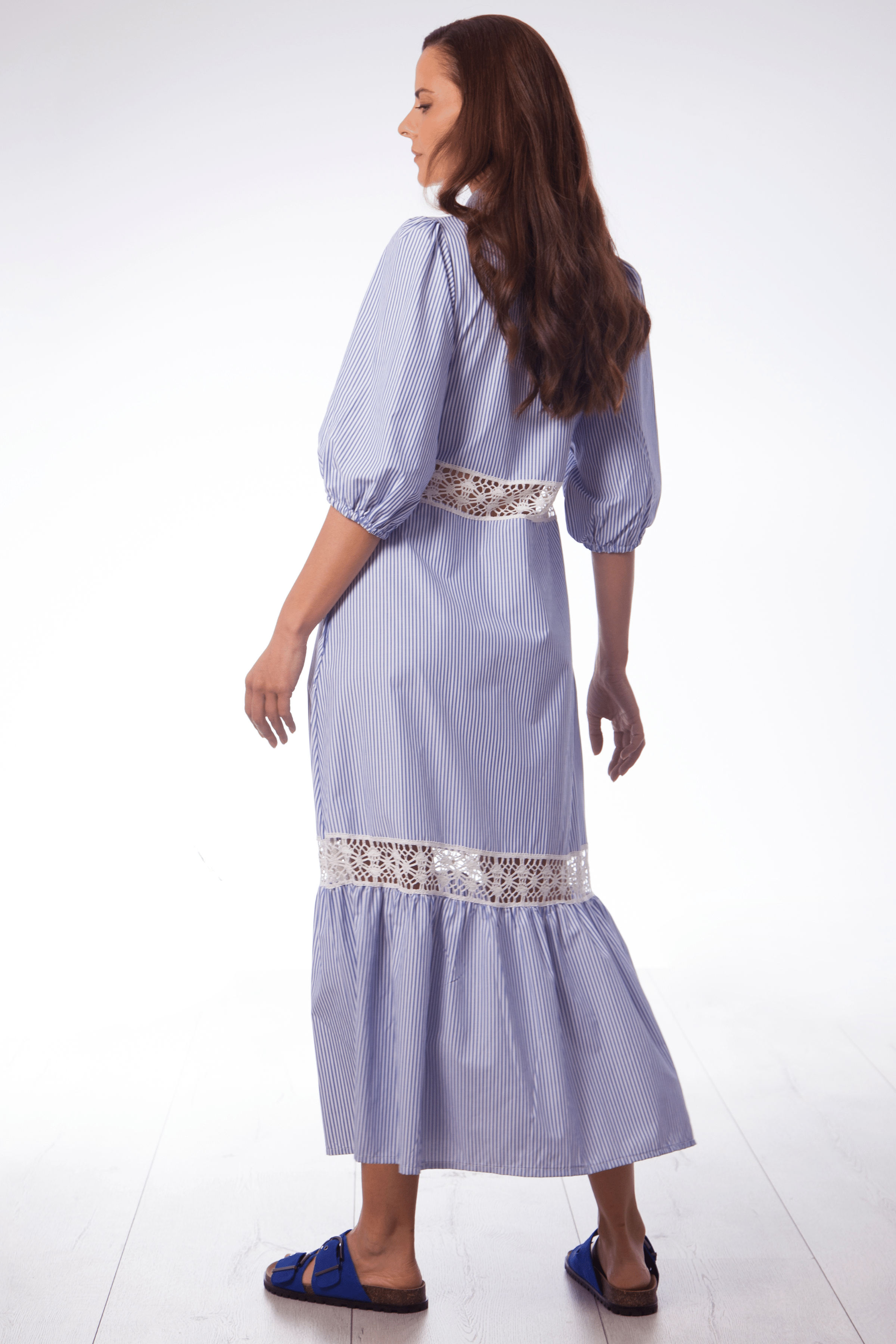 Vestido largo camisero mil rayas azul Lolitas&L - lolitasyl.com