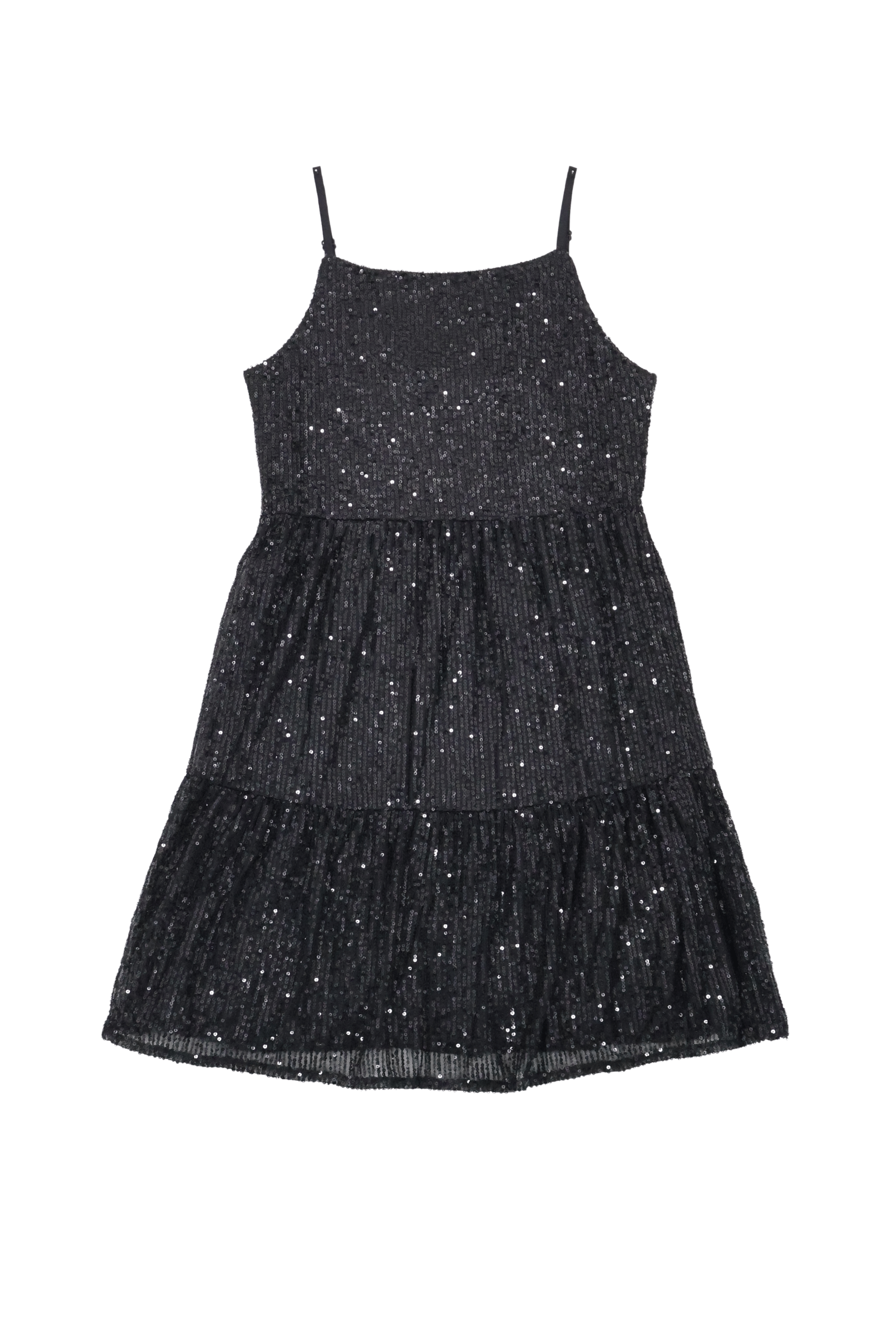 Vestido lentejuelas negro con tirantes corto LolitasyL - lolitasyl.com