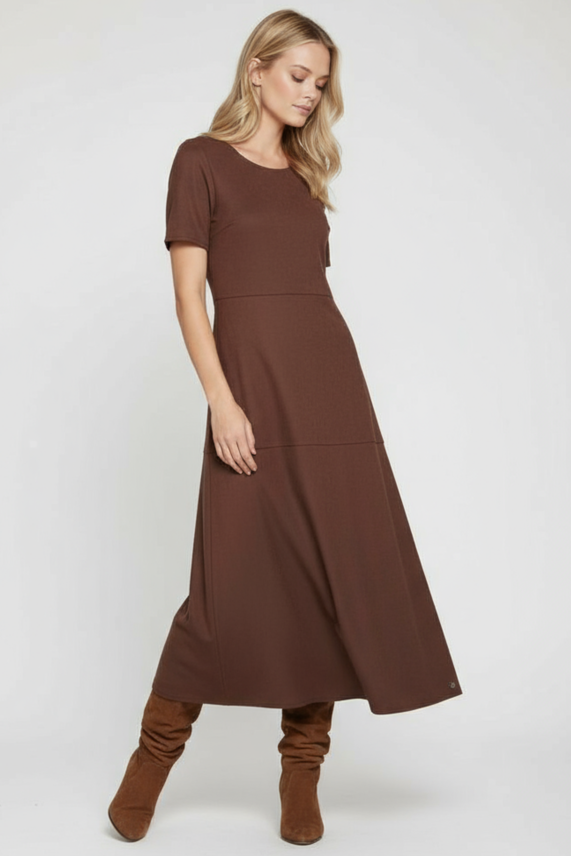 Vestido marron largo antelina acampanado Lolitas&L