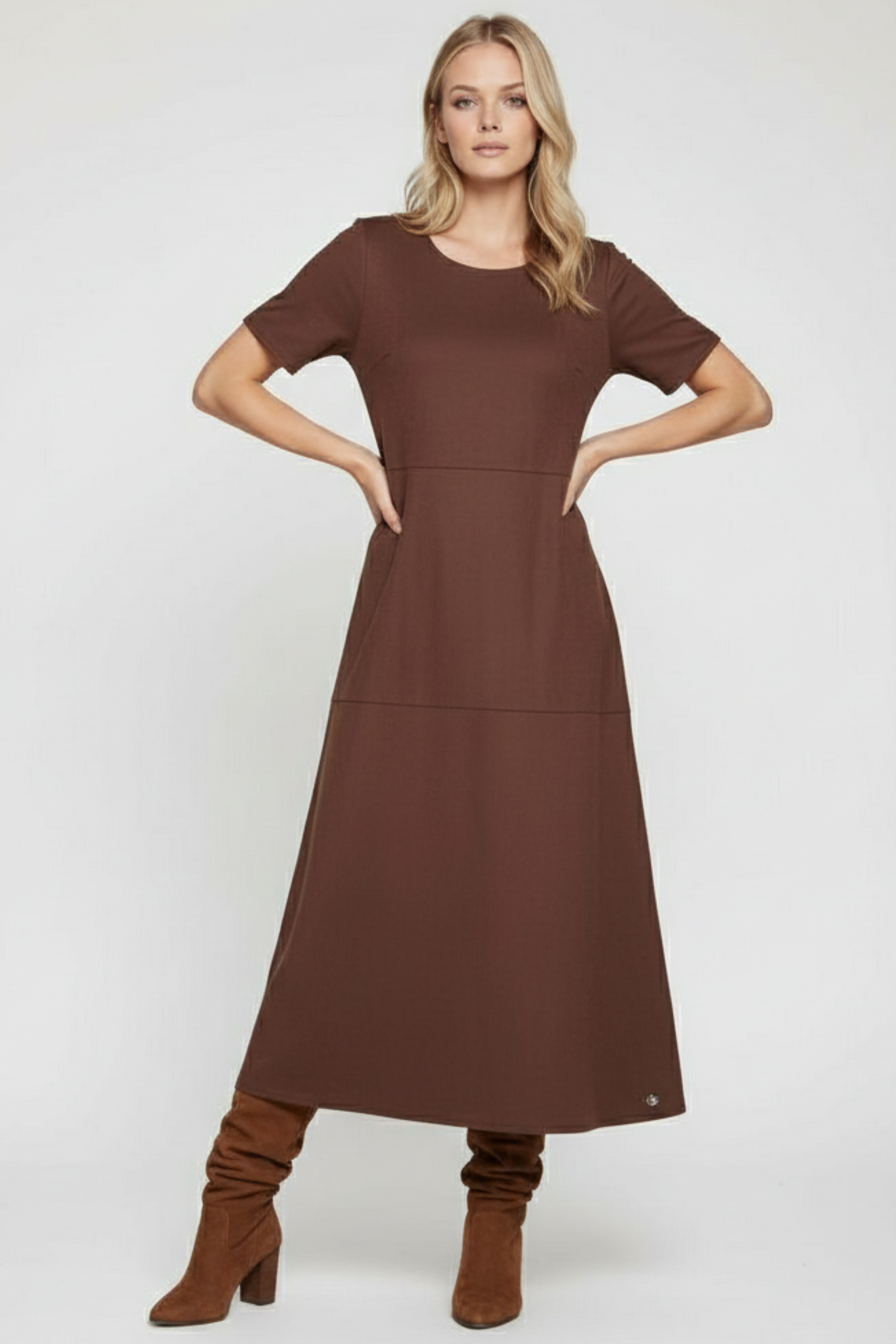 Vestido marron largo antelina acampanado Lolitas&L