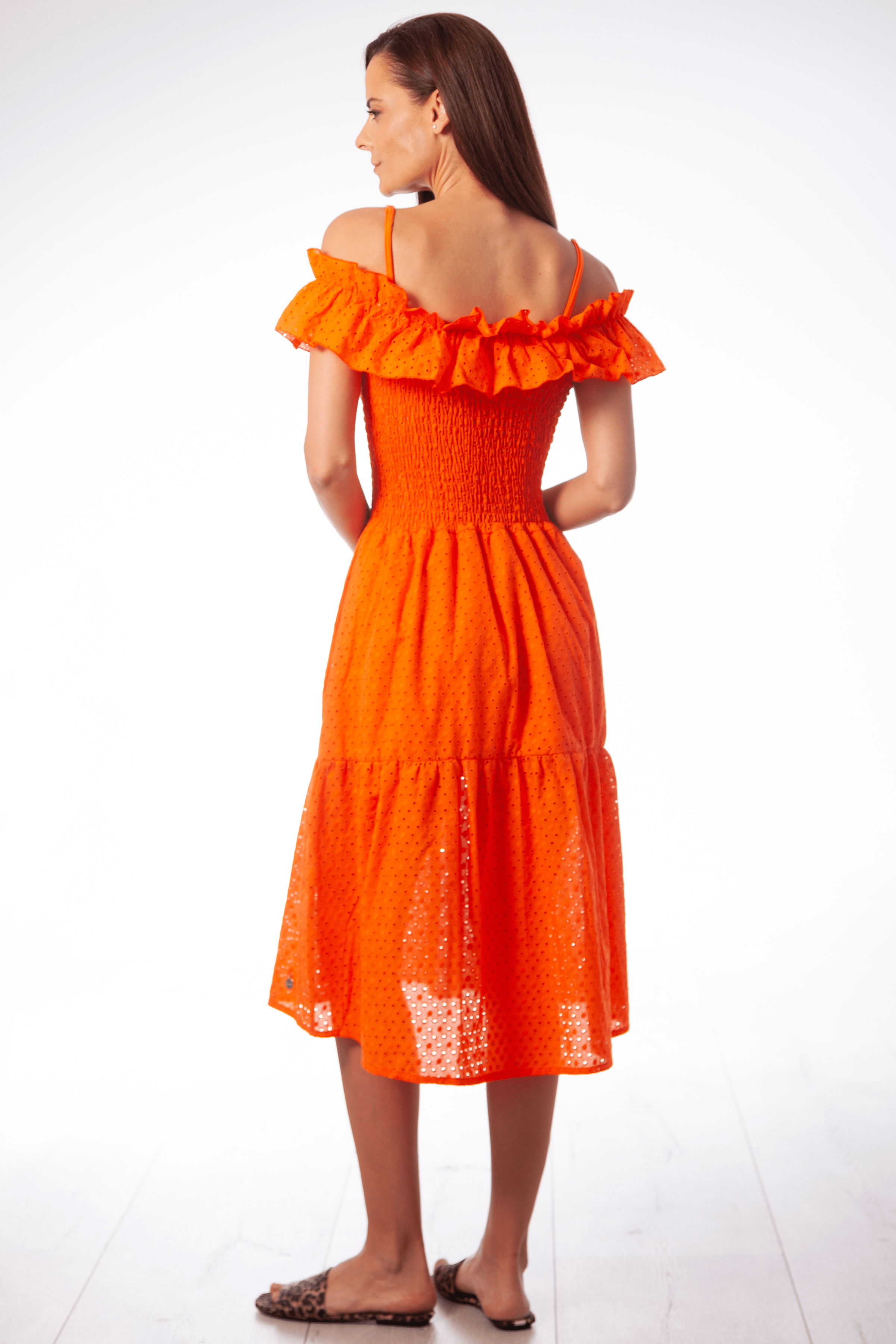 Vestido naranja bordado ingles palabra de honor lolitas&L - lolitasyl.com