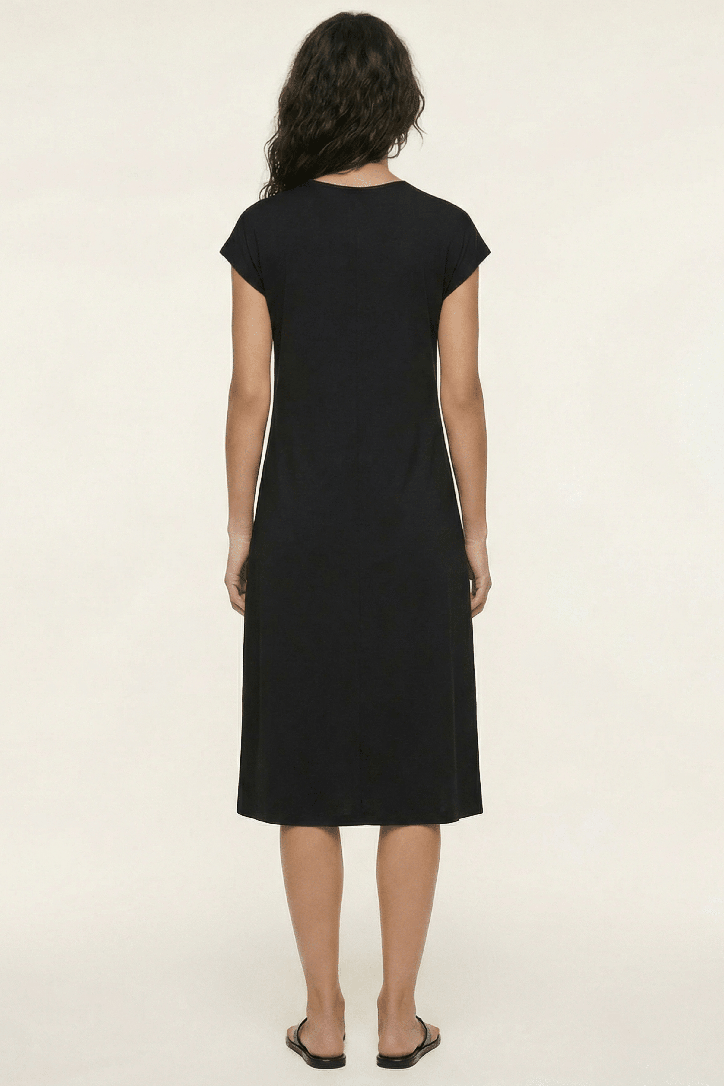 Vestido negro de algodon escote uve con recubierto Lolitas&L - lolitasyl.com