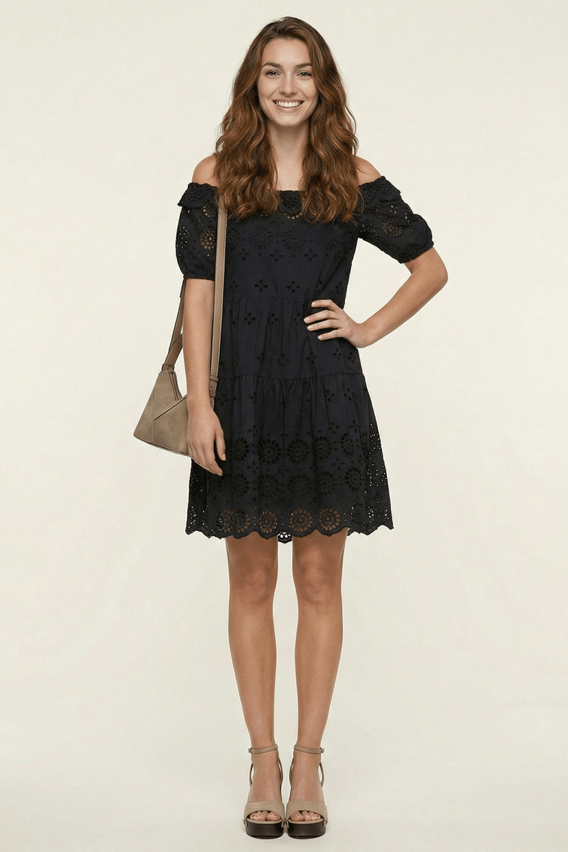 Vestido negro grogre corto escote palabra de honor Lolitas&L - lolitasyl.com