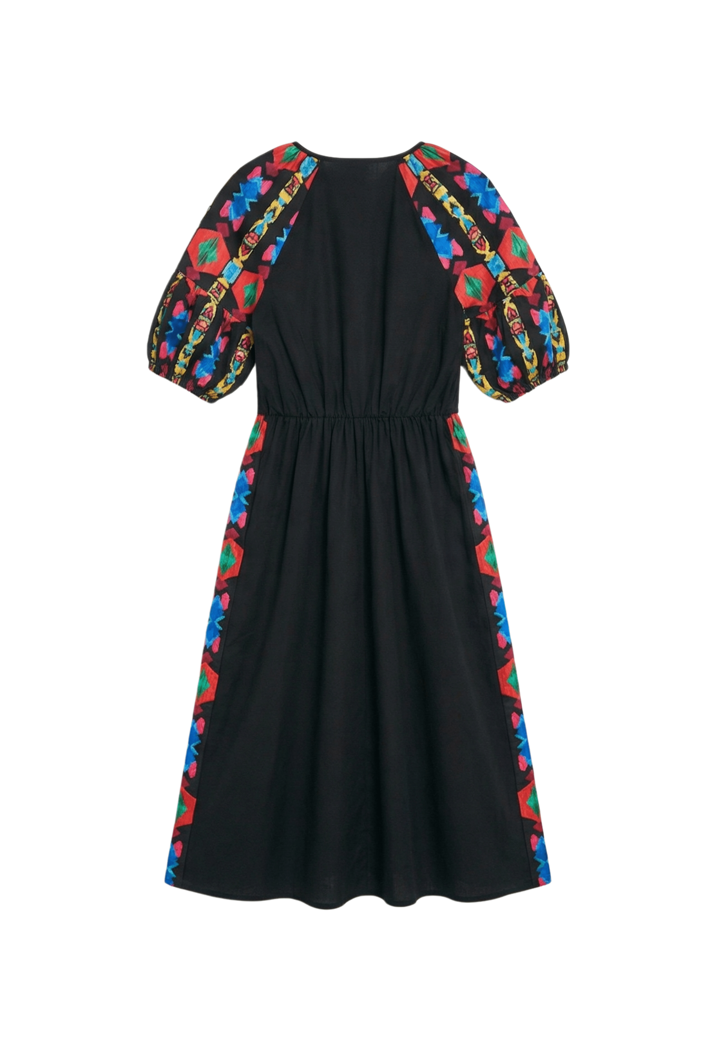 Vestido negro largo mangas abullonadas con estampado Ethic Lolitas&L - lolitasyl.com