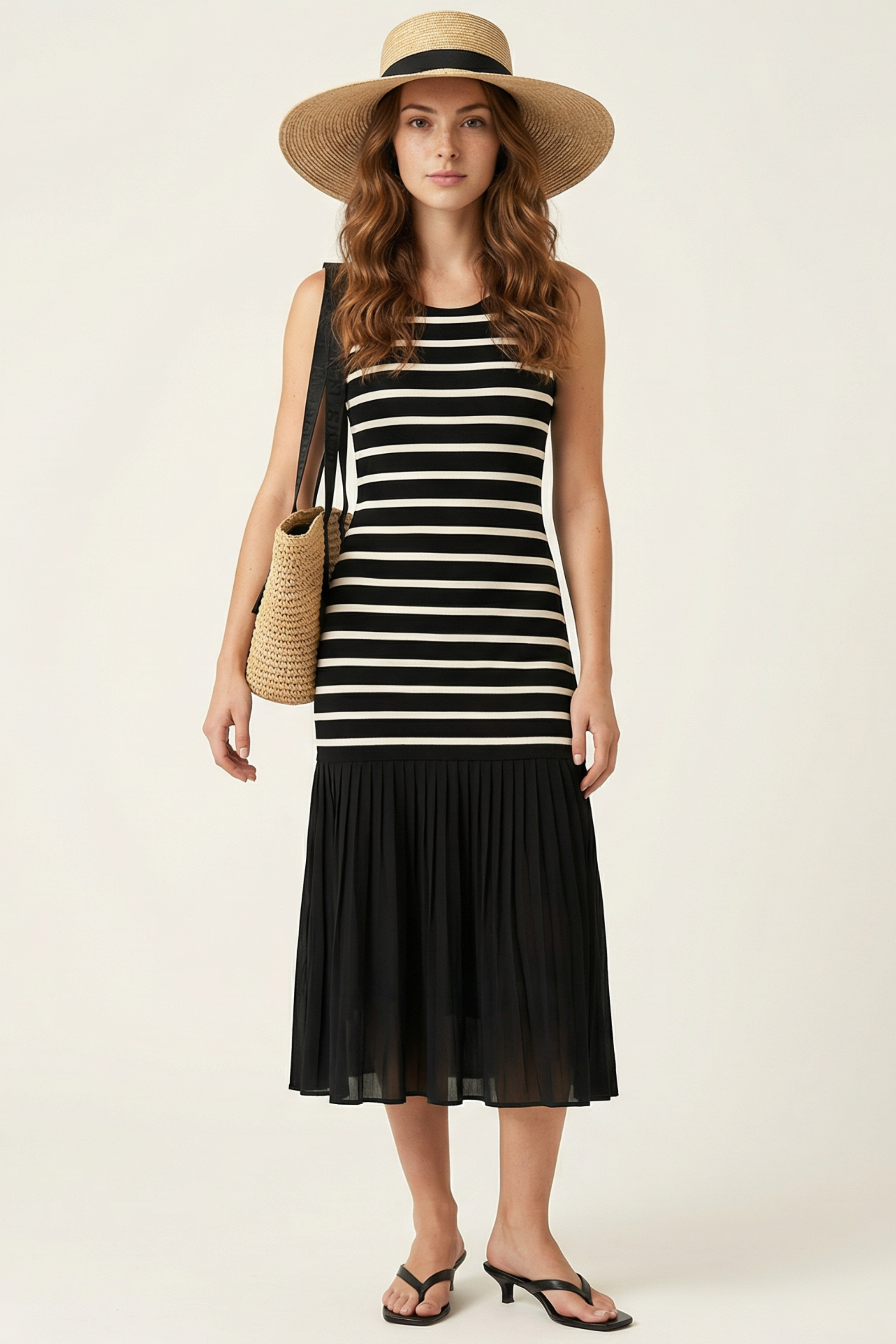 Vestido negro rayas con plisado Lolitas&L