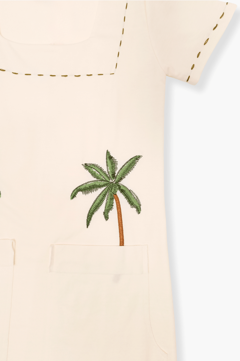 Vestido Preloved algodón crema con bordado palmeras Lolitas&L - lolitasyl.com