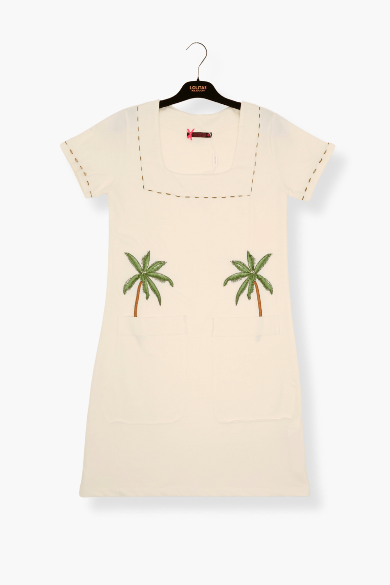 Vestido Preloved algodón crema con bordado palmeras Lolitas&L - lolitasyl.com