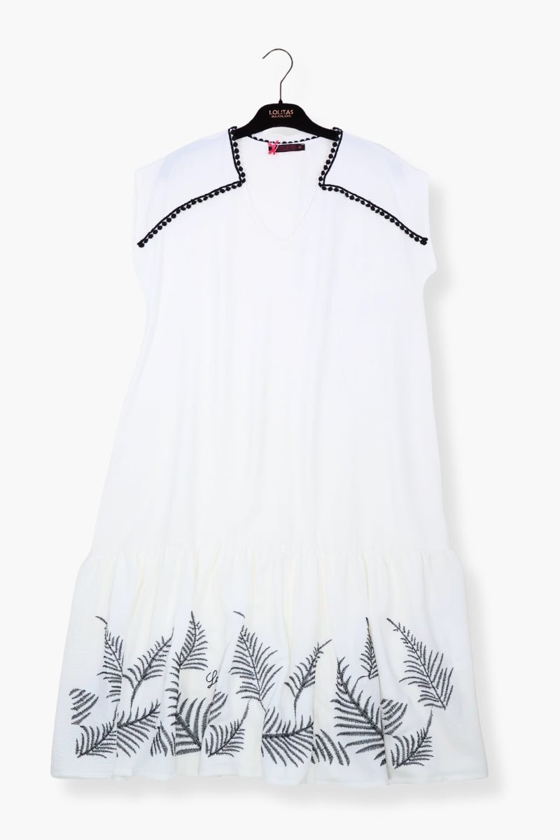 Vestido Preloved blanco corto con bordado ramillete LolitasyL - lolitasyl.com