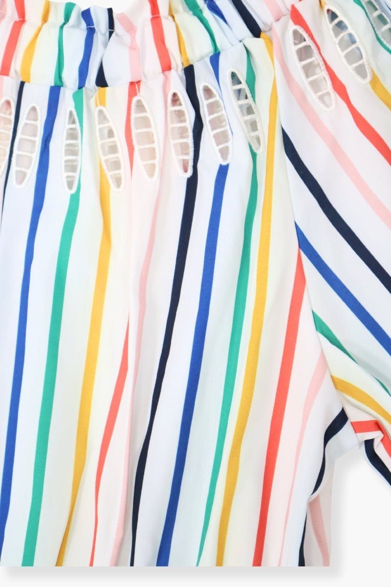 Vestido Preloved blanco multirrayas palabra de honor con bordado LolitasyL - lolitasyl.com