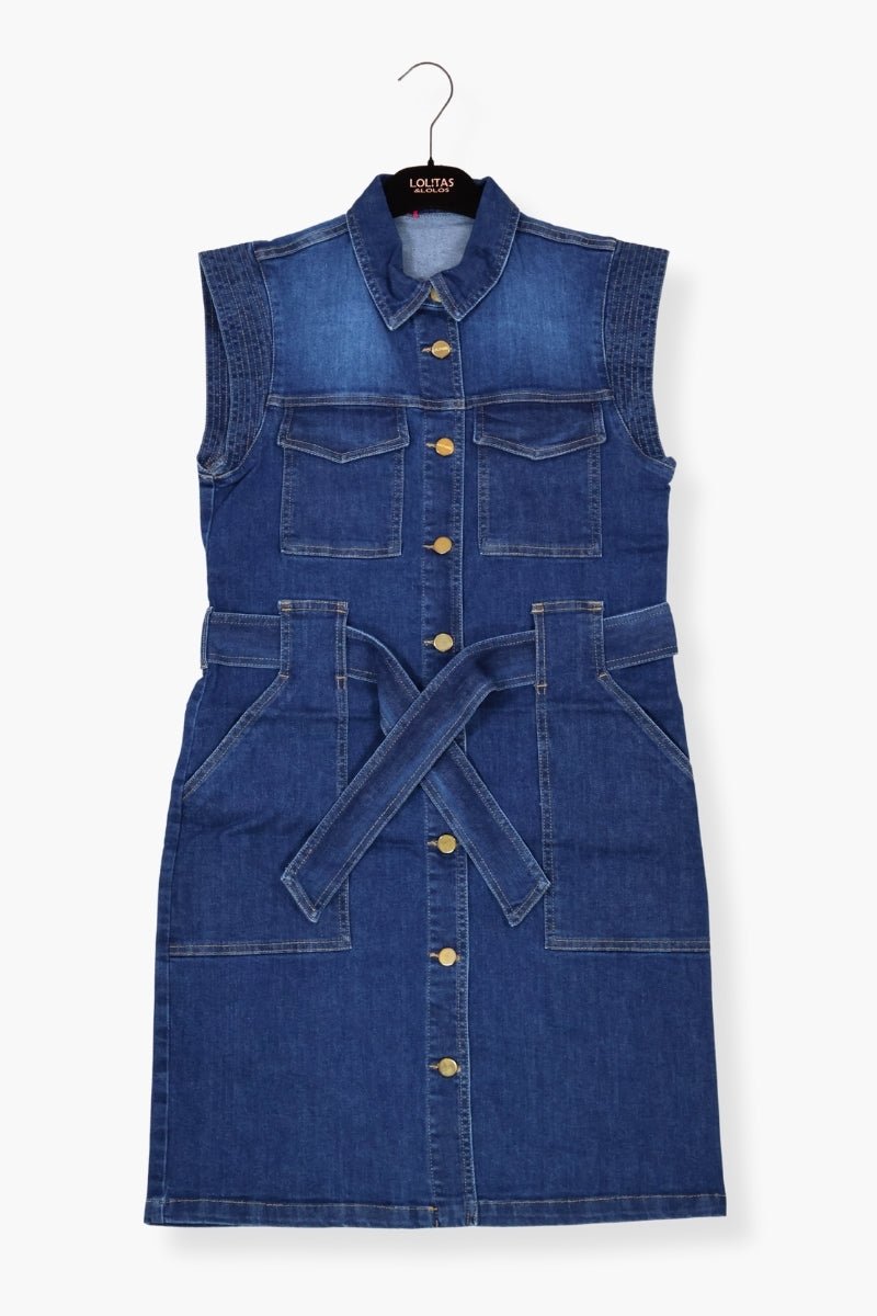 Vestido Preloved jeans camisero azul lavado sin mangas LolitasyL - lolitasyl.com