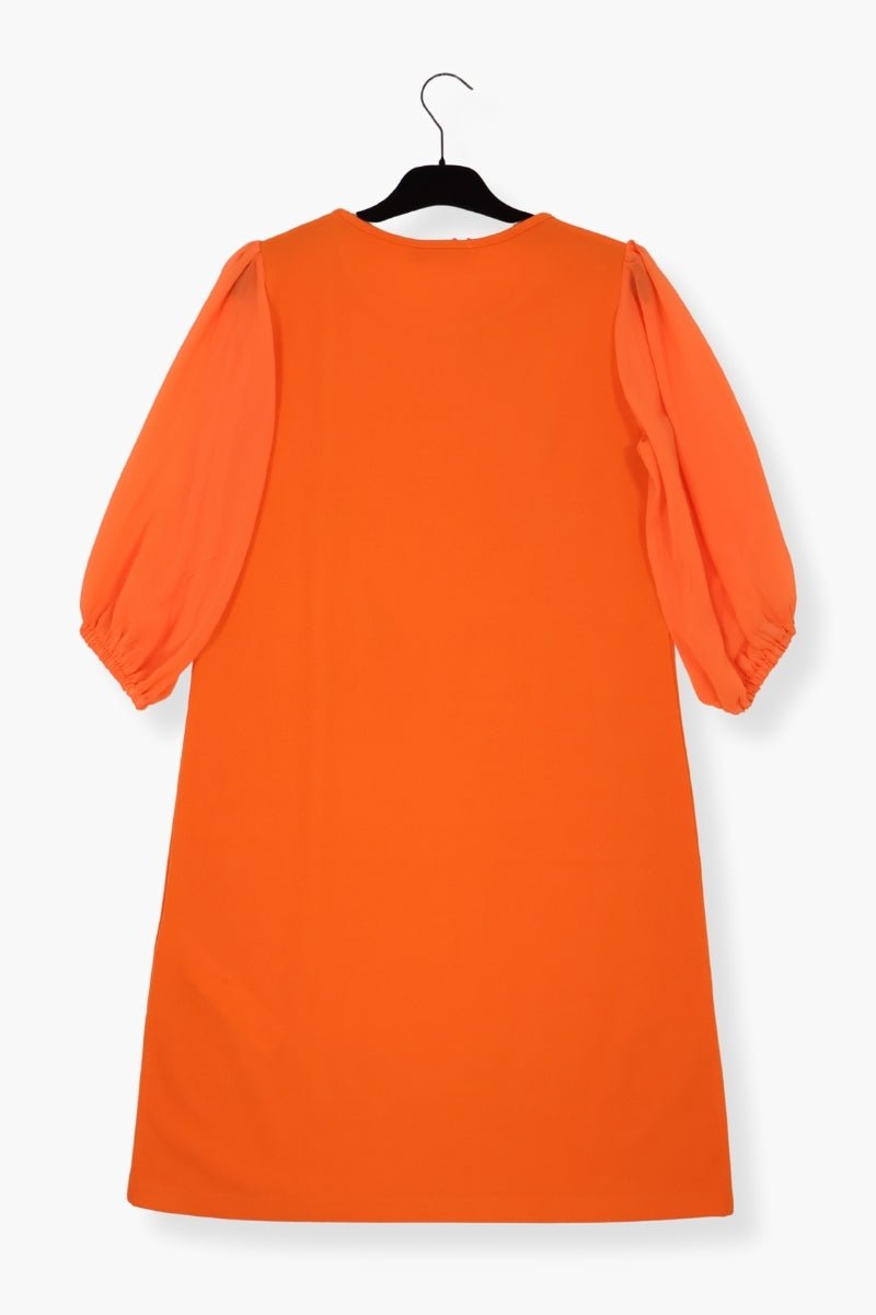 Vestido Preloved naranja corto bordado contraste de palmeras LolitasyL - lolitasyl.com