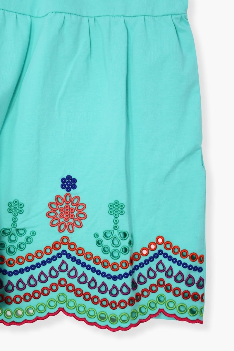 Vestido Preloved verde menta con bordado multicolor LolitasyL - lolitasyl.com