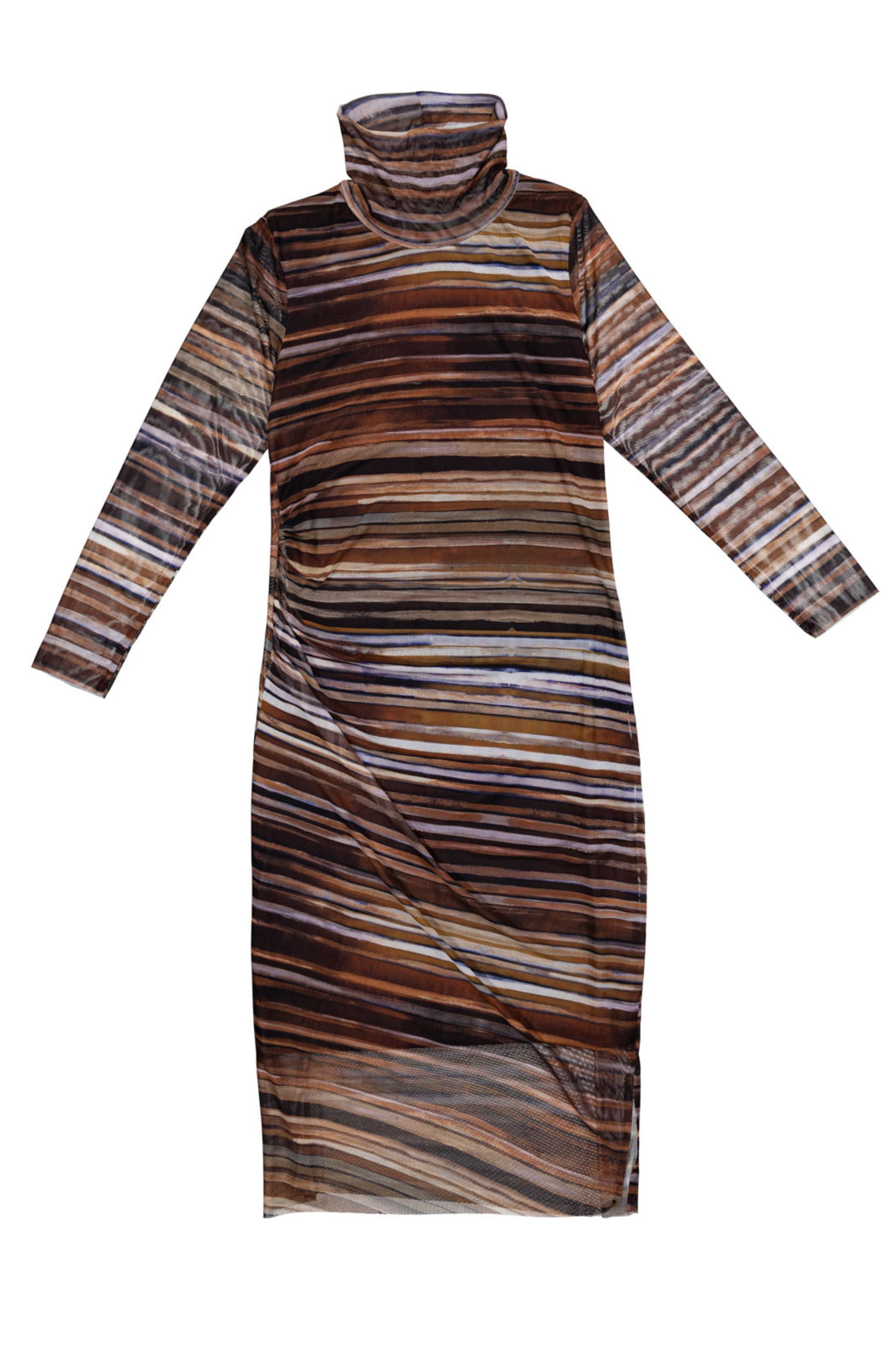 Vestido punto de rayas largo en tonos tierra Lolitas&L - lolitasyl.com