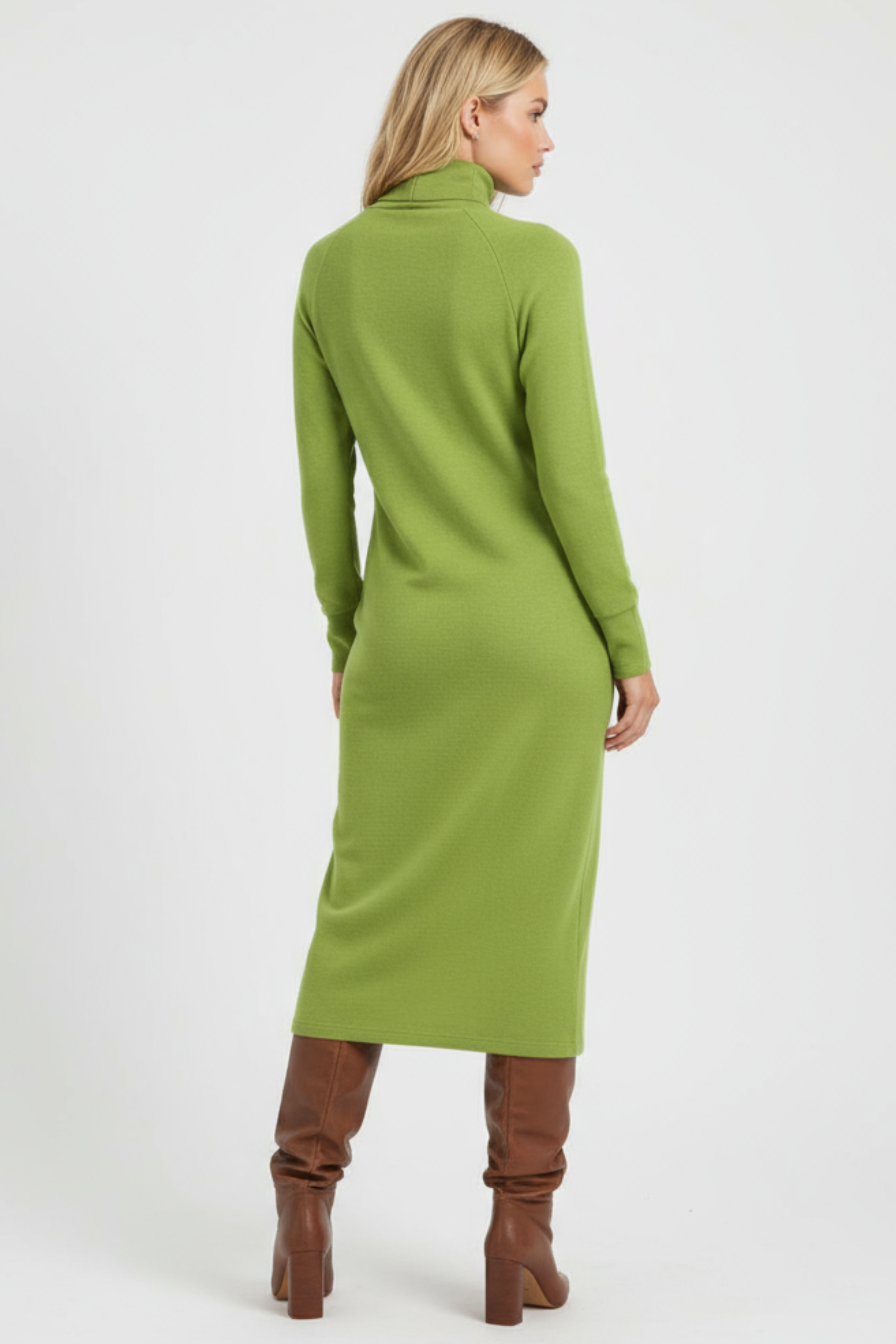 Vestido de punto verde con strass cuello alto Lolitas&L