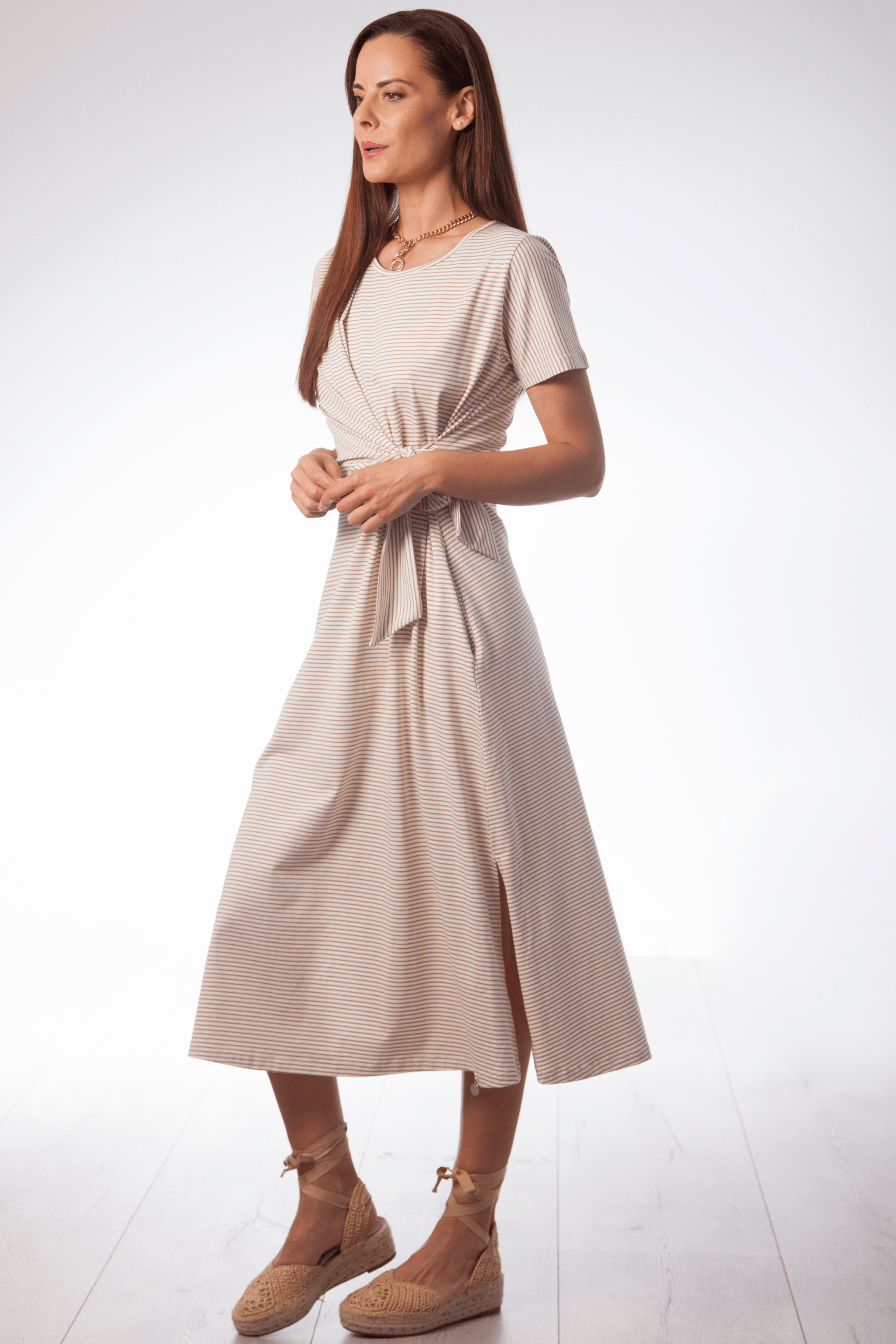 Vestido rayas largo anudado en la cintura Lolitas&L - lolitasyl.com