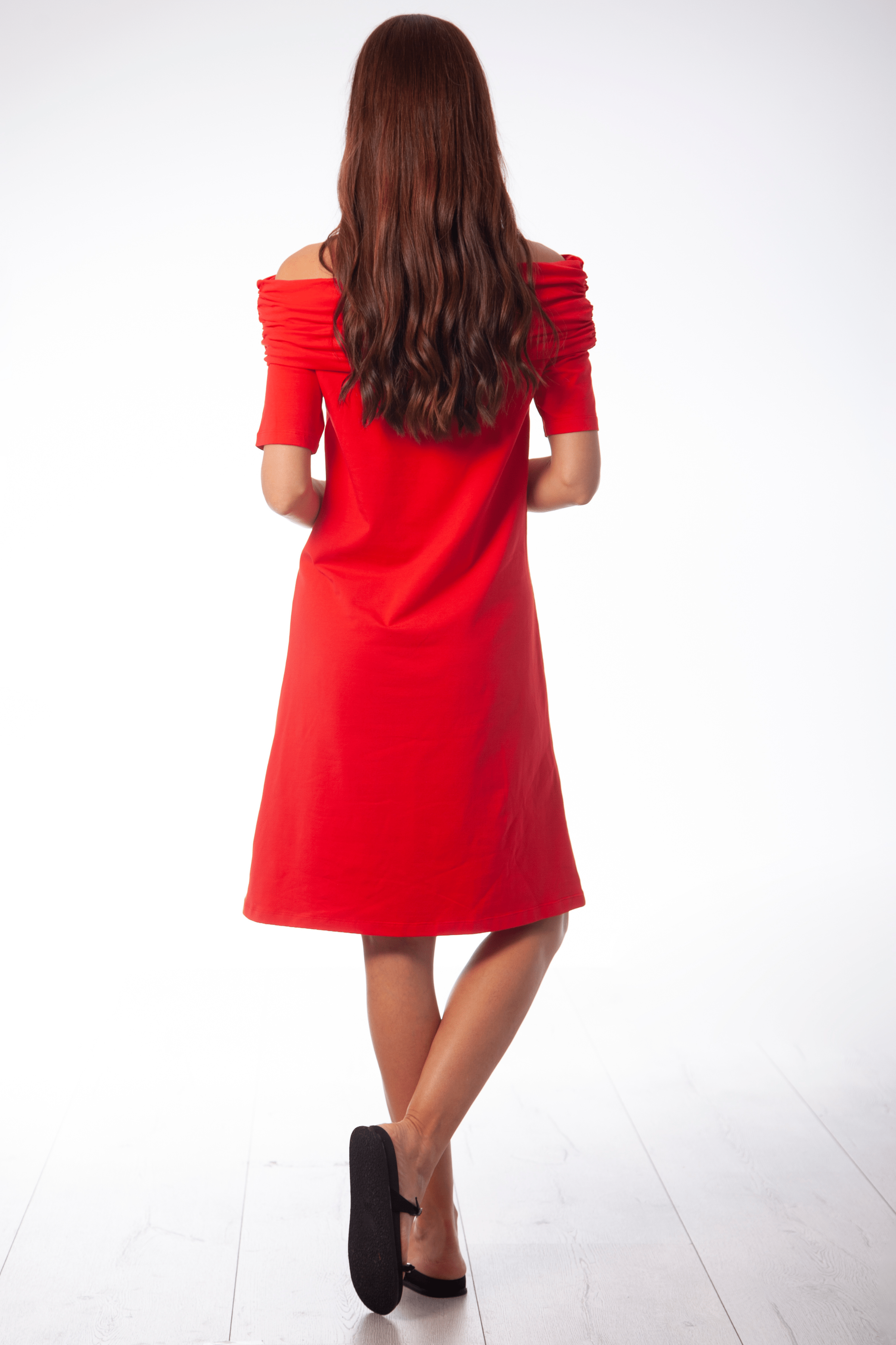 Vestido rojo largo ajustado escote Bardot Lolitas&L - lolitasyl.com