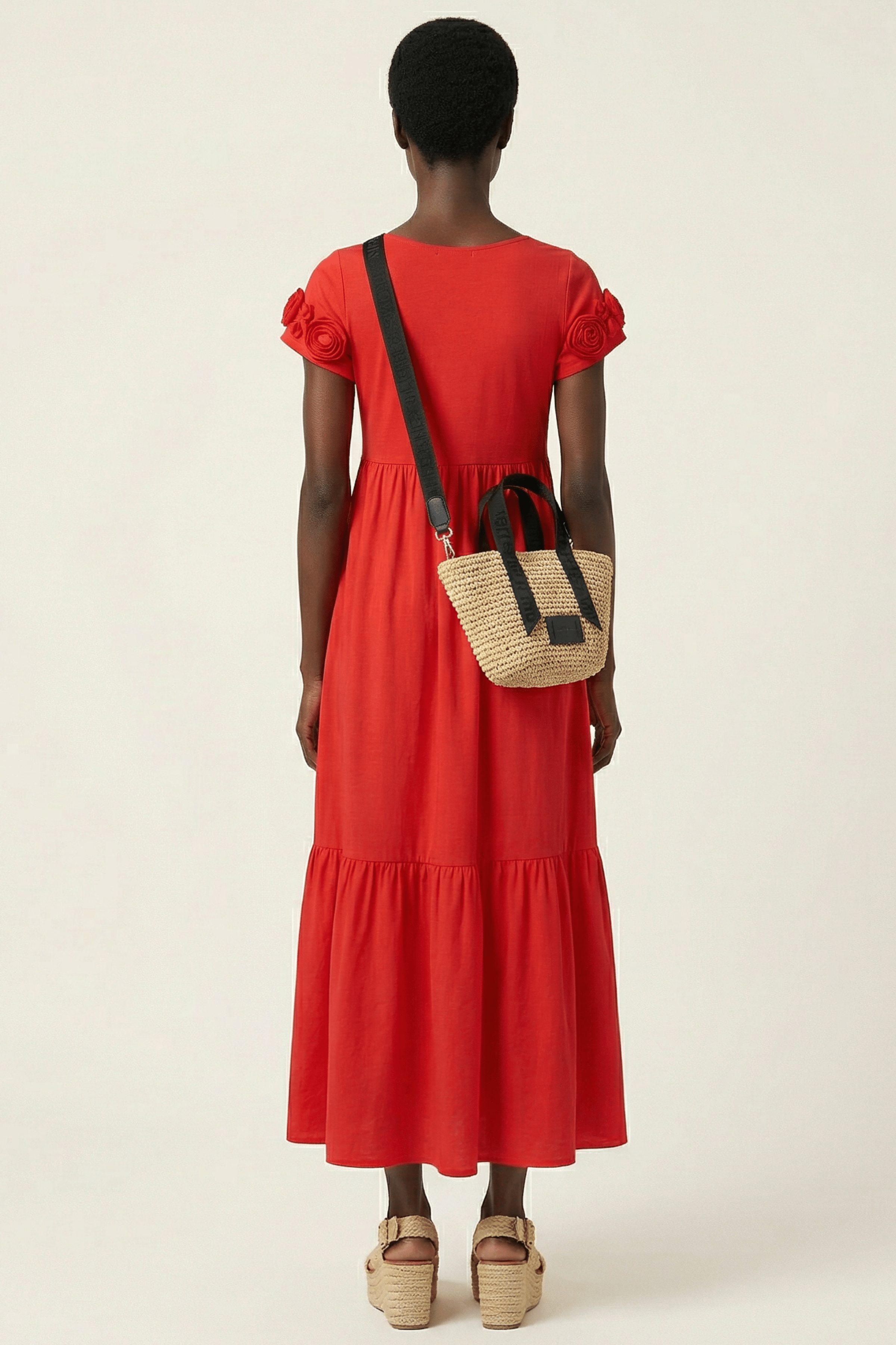 Vestido rojo largo con bordado en la manga corta Lolitas&L - lolitasyl.com