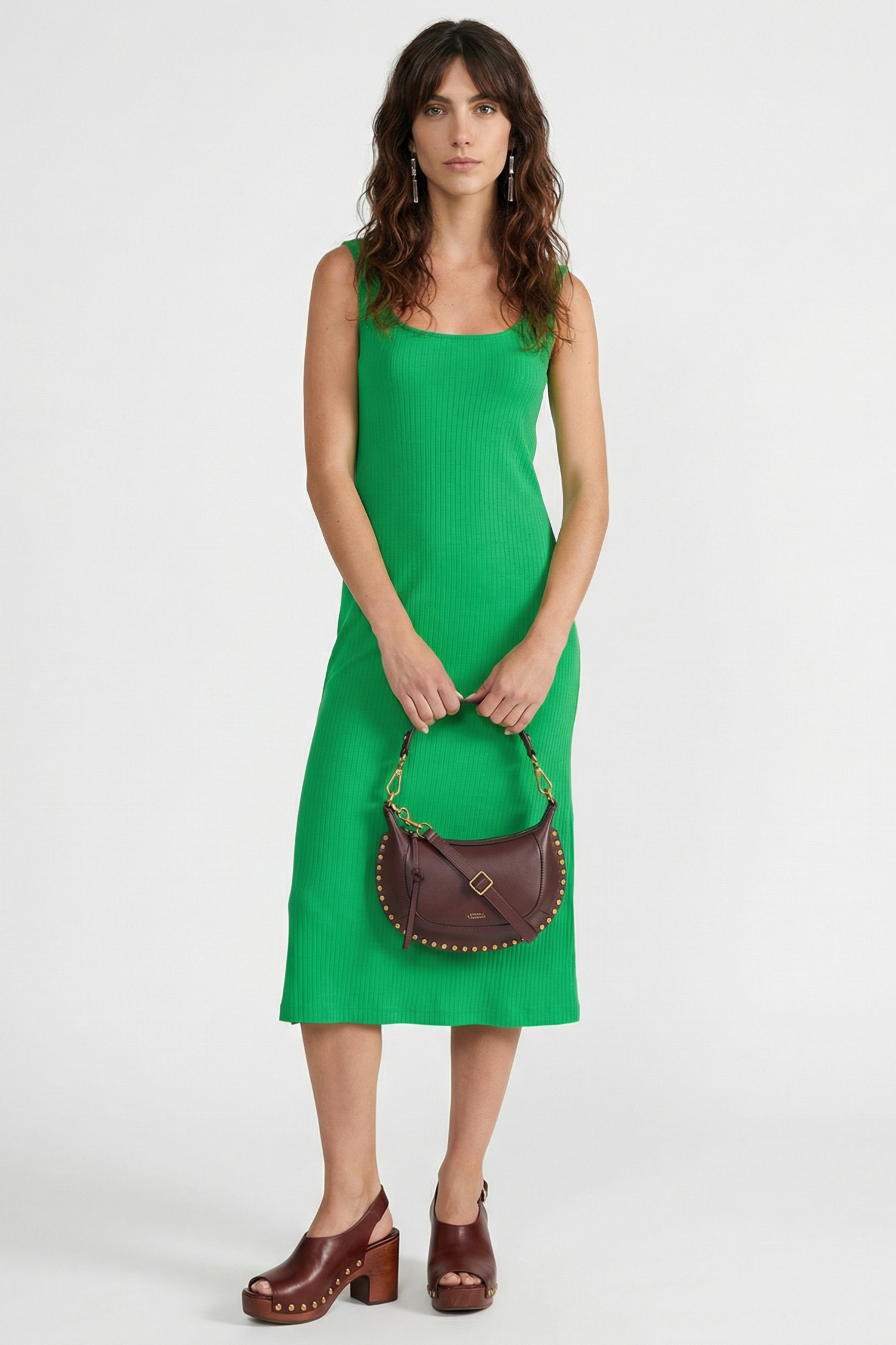 Vestido verde manzana largo de tirantes en punto rayas Lolitas&L