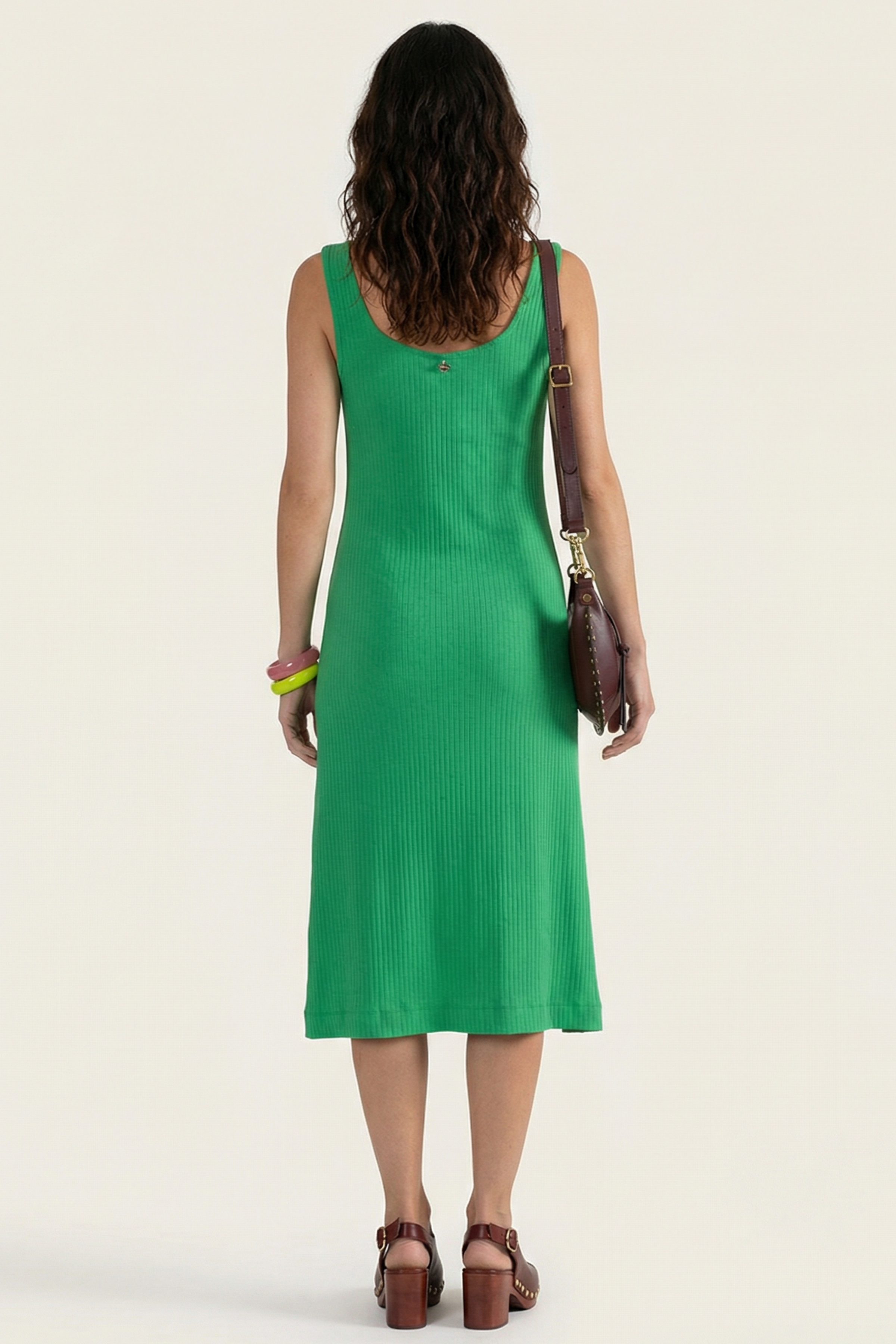 Vestido verde manzana largo de tirantes en punto rayas Lolitas&L