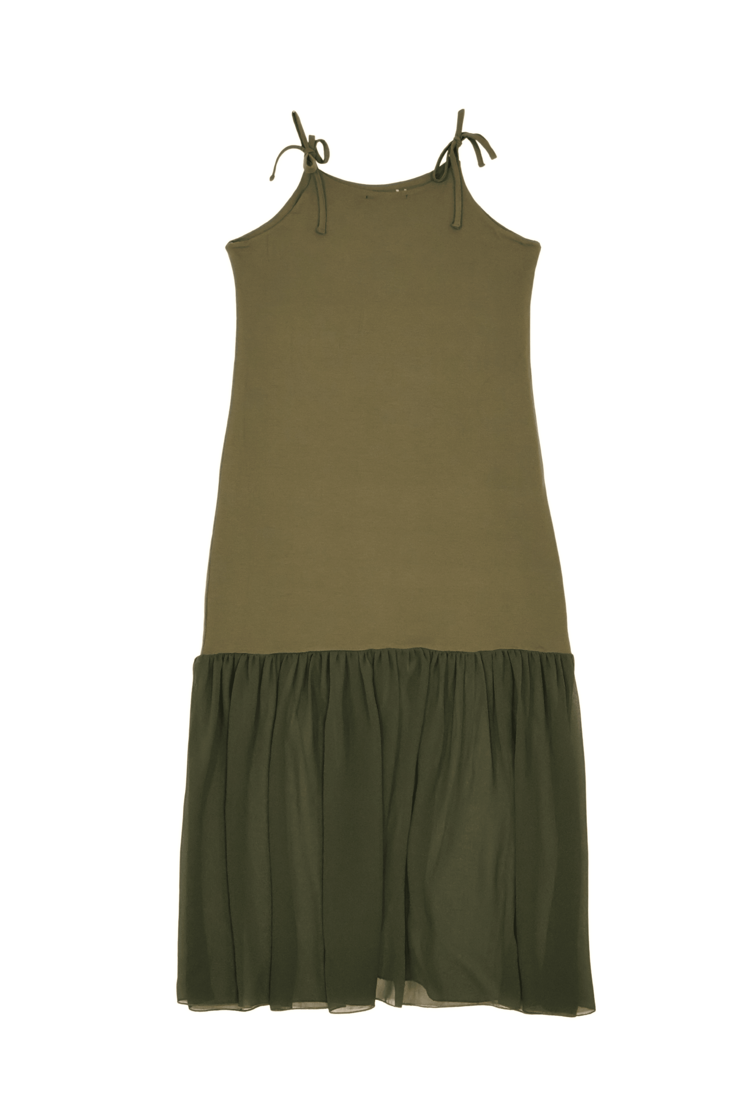 Vestido verde militar de tirantes con gasa Lolitas&L - lolitasyl.com