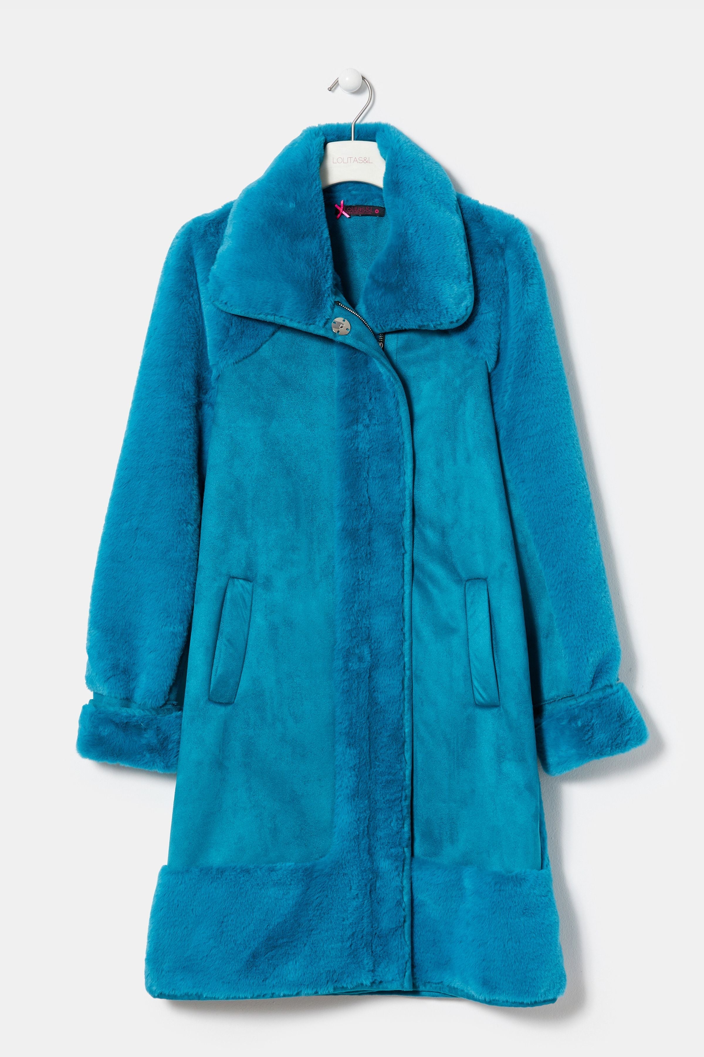 Abrigo azul turquesa largo pelo LolitasyL - lolitasyl.com