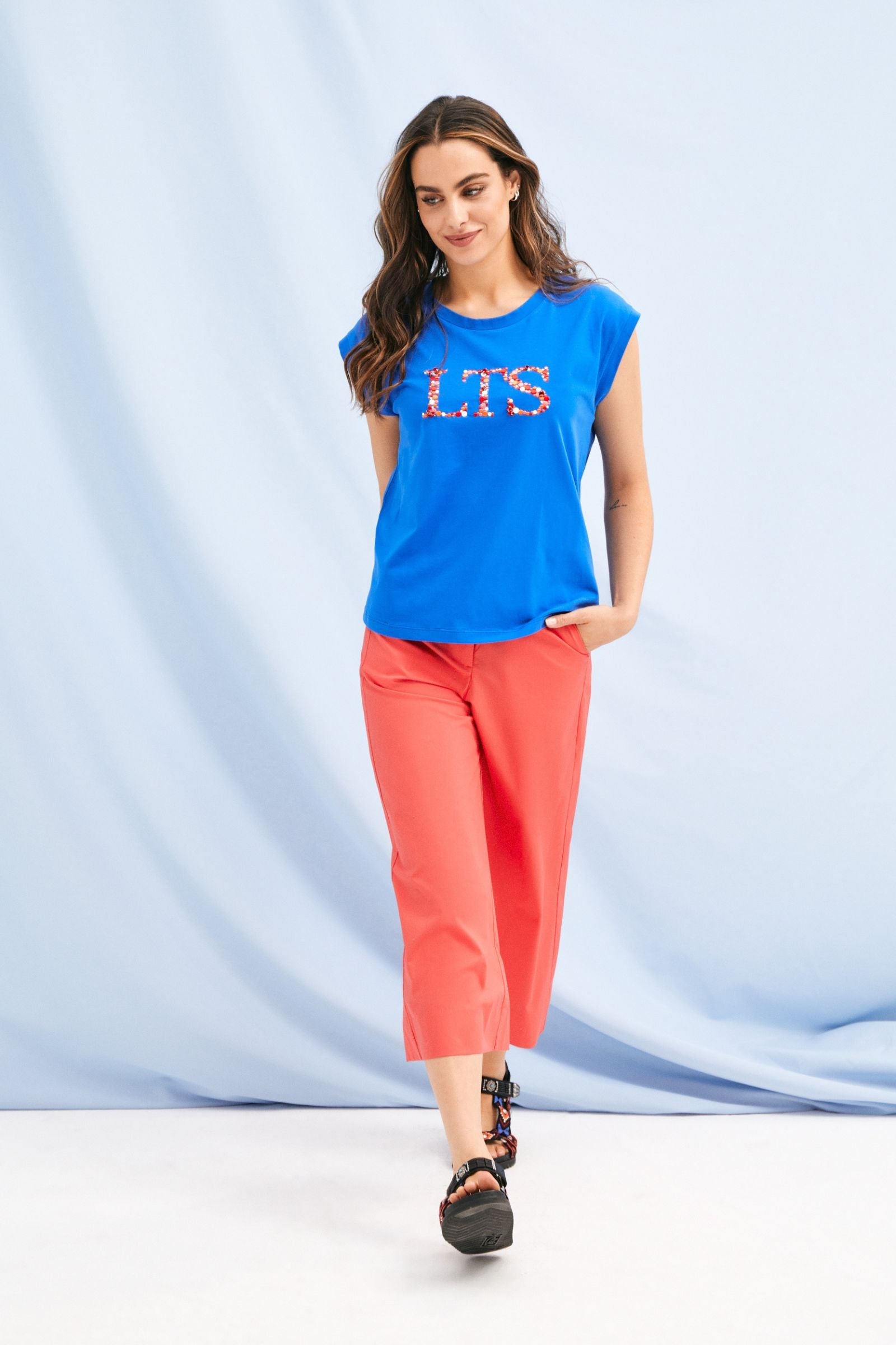 Camiseta azul Klein logo strass LTS Lolitas&L - lolitasyl.com