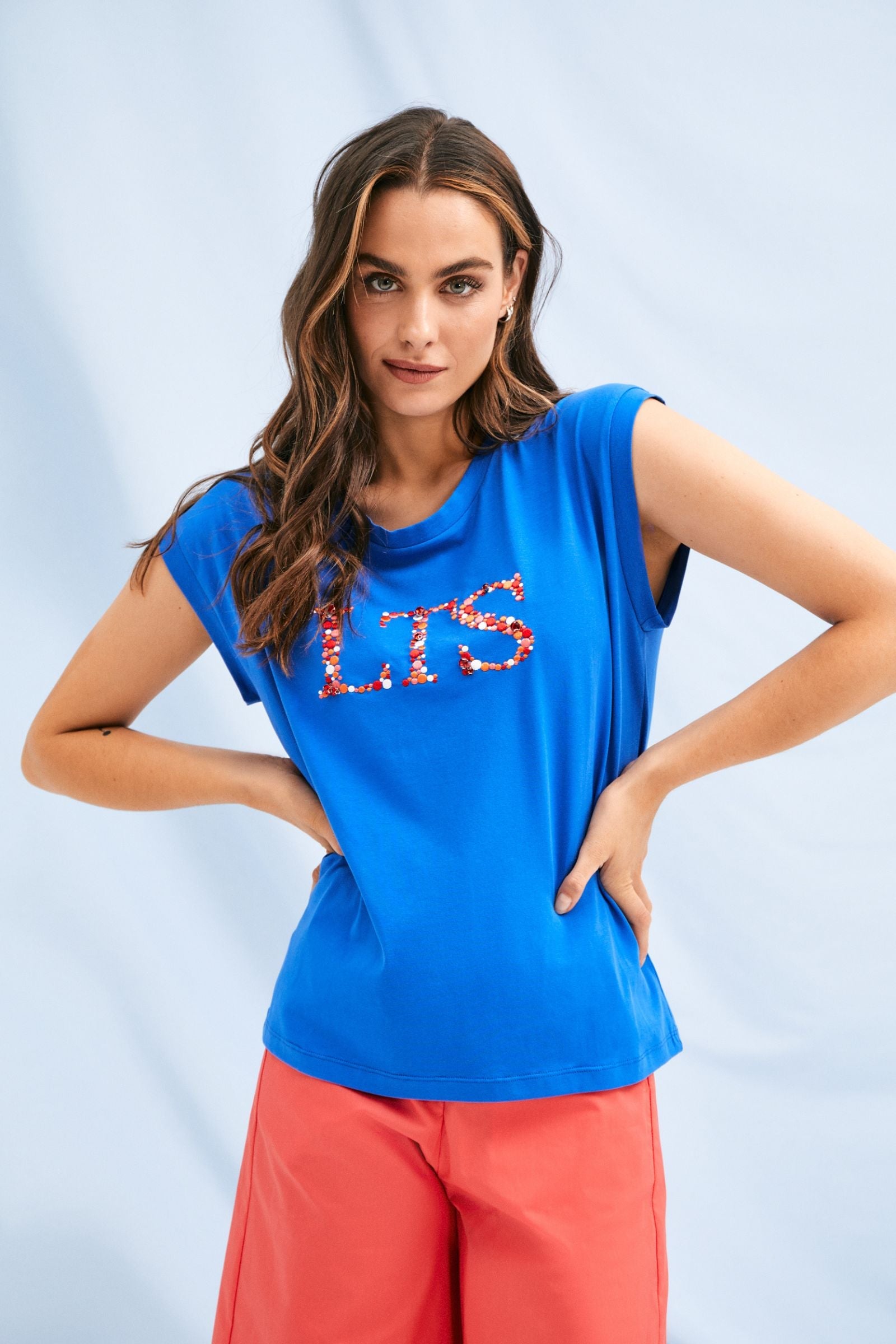 Camiseta azul Klein logo strass LTS Lolitas&L - lolitasyl.com