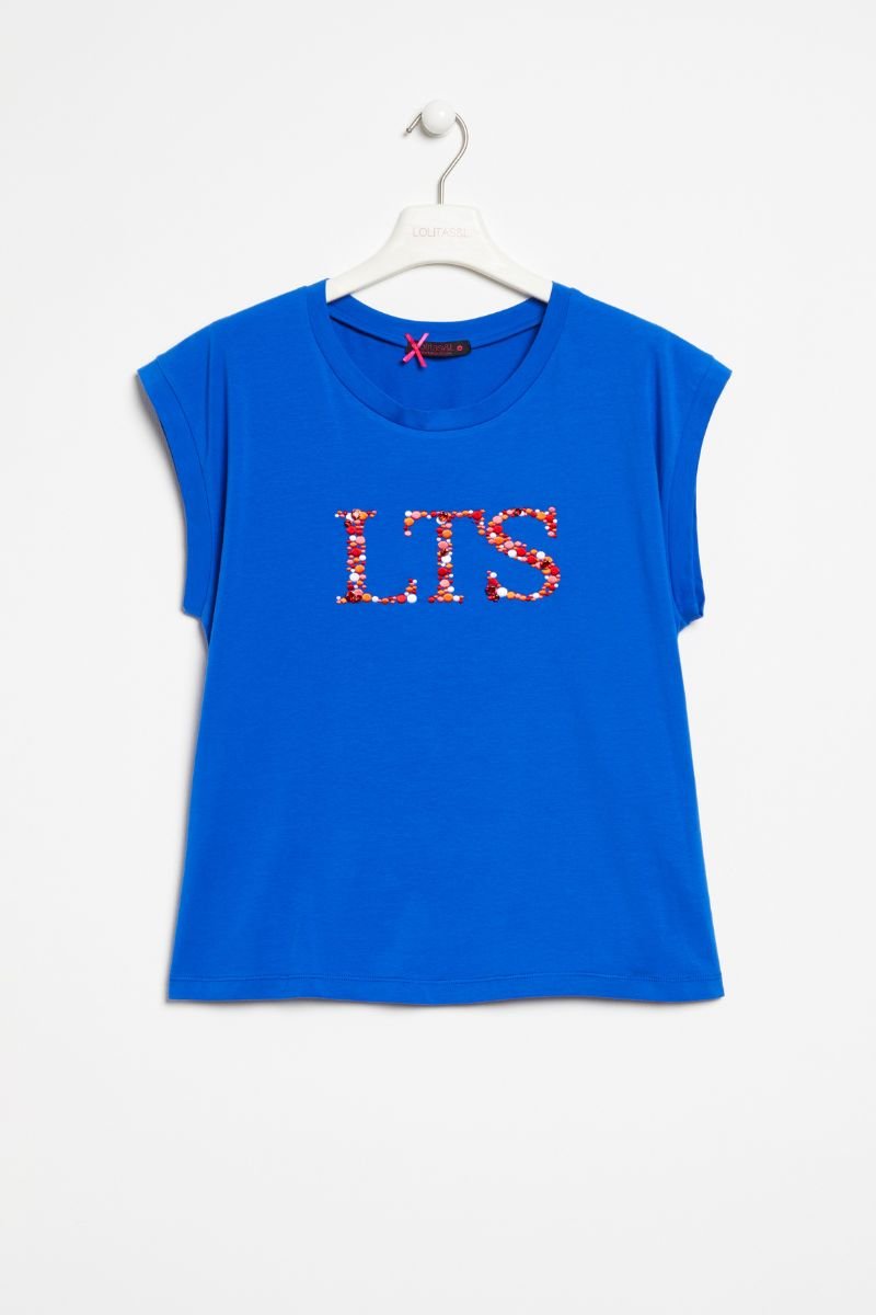 Camiseta azul Klein logo strass LTS Lolitas&L - lolitasyl.com