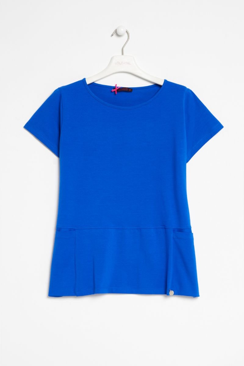 Camiseta básica de algodón con bolsillos azul - lolitasyl.com